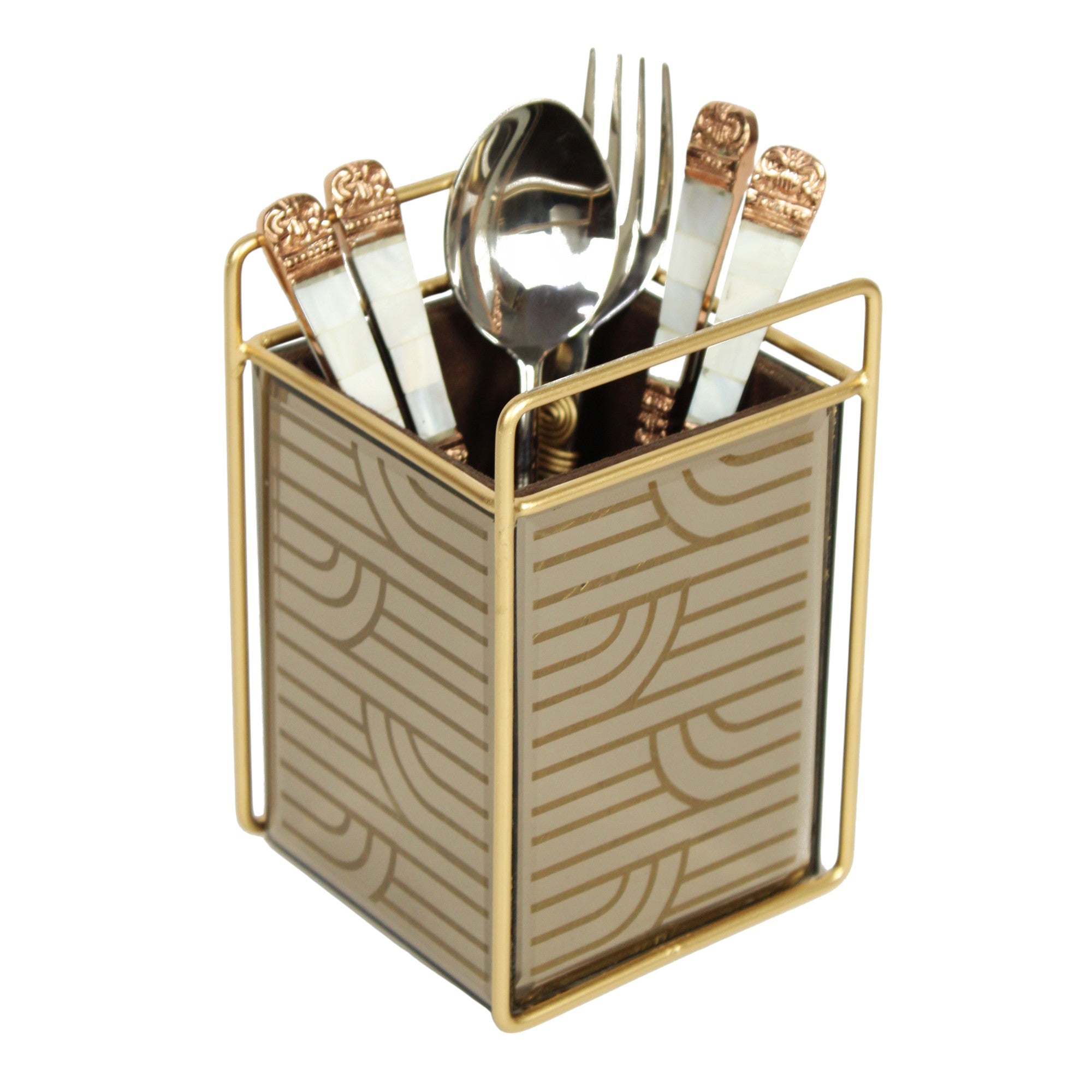 Designer Brown Glass Cutlery Holder