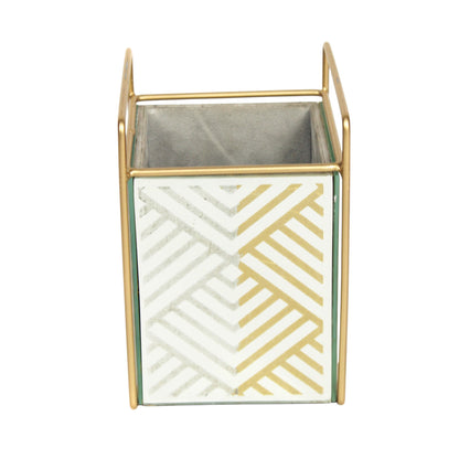Luxury Silver Glass Geometric Design Cutlery Holder