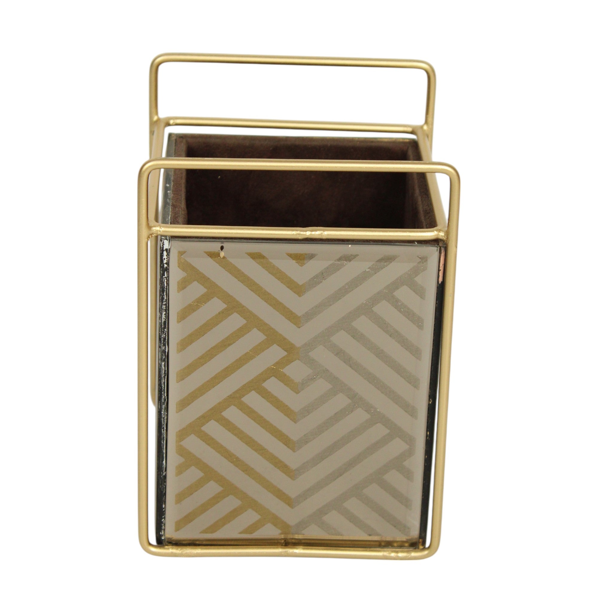 Designer Brown Glass Rhombus Design Cutlery Holder