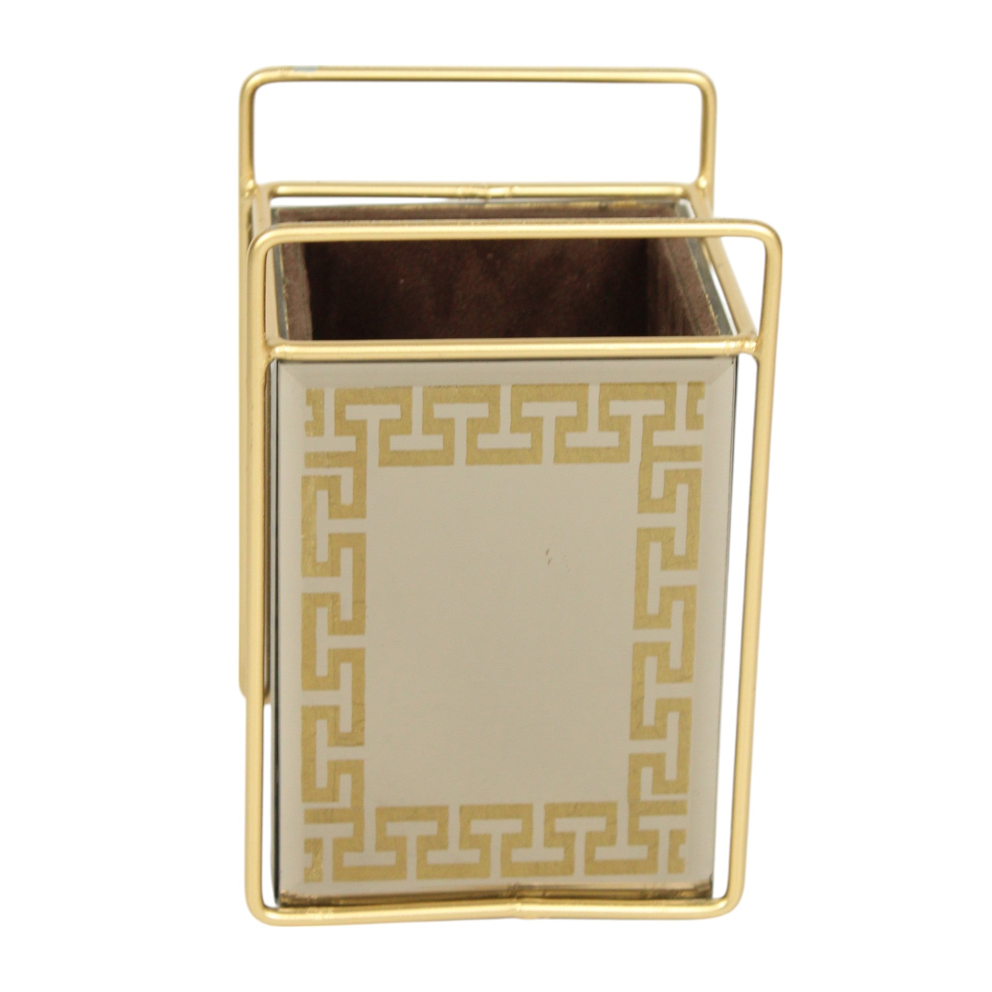 Designer Brown Glass With Foil Work Cutlery Holder