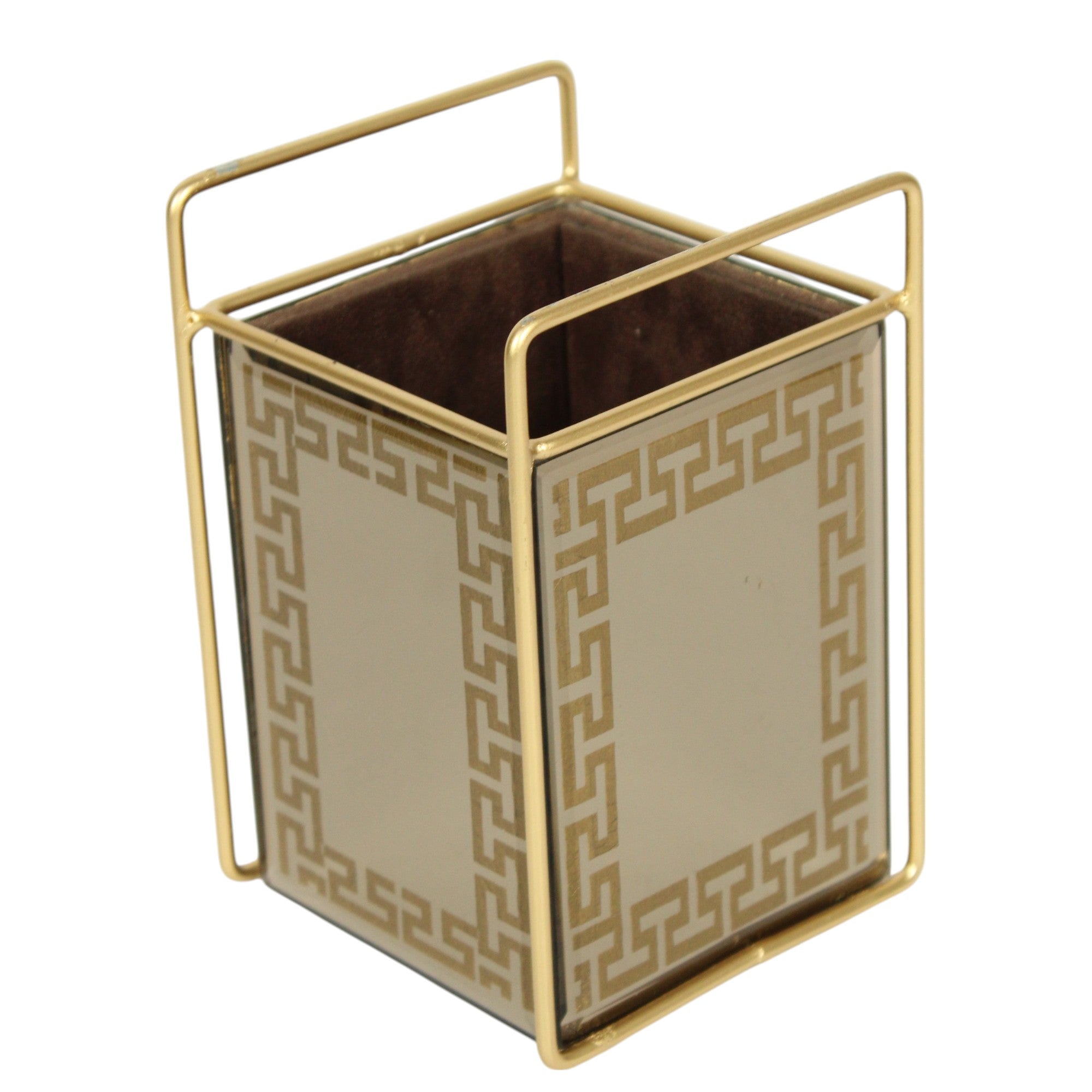 Designer Brown Glass With Foil Work Cutlery Holder