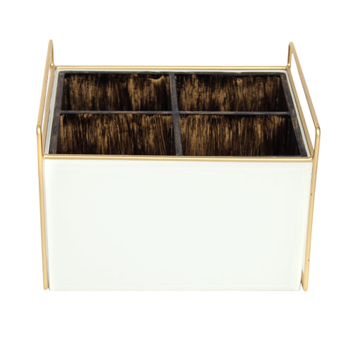 Luxury White Glass Cutlery Holder With Four Partition