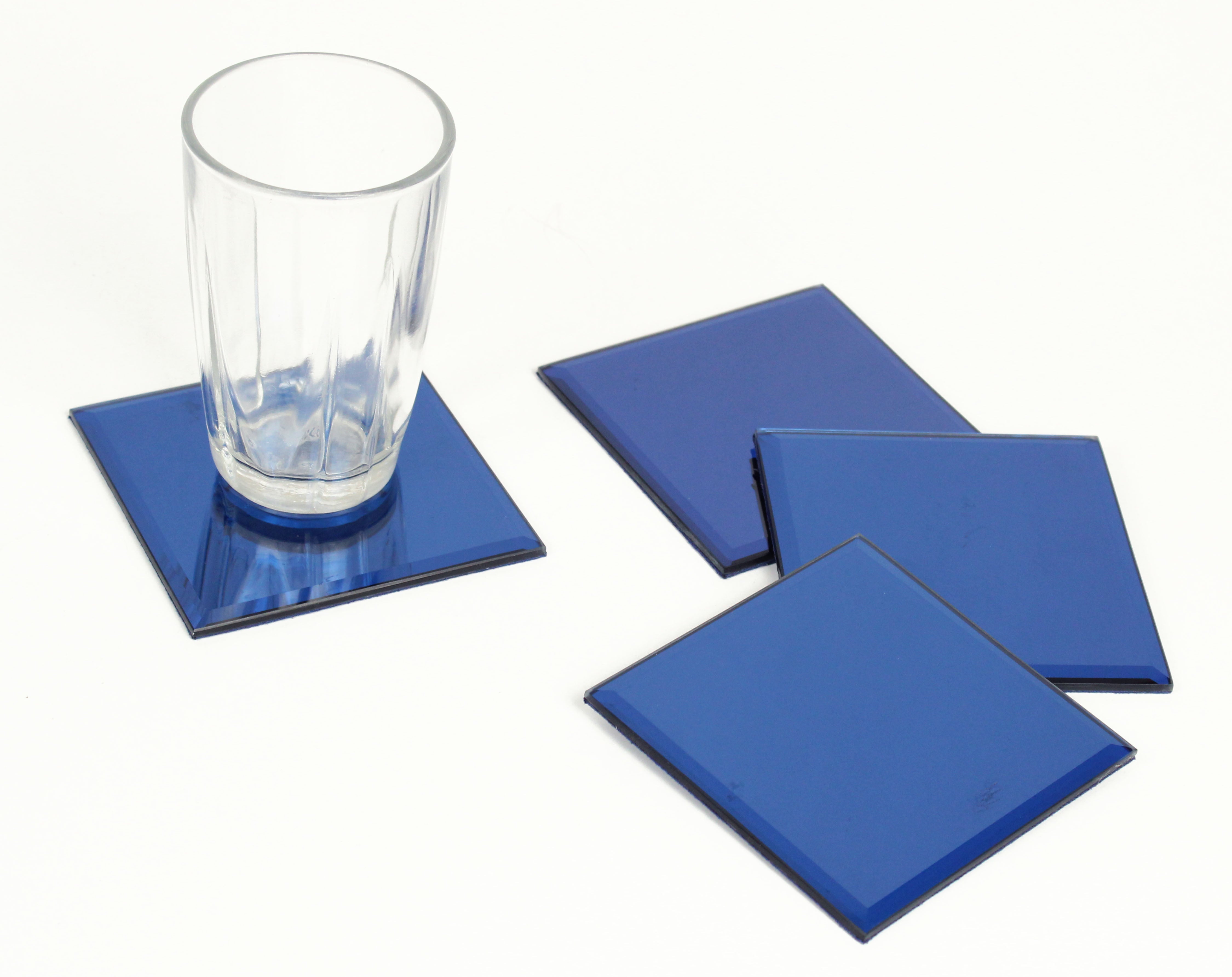 Blue Square Glass Coasters Set of Four