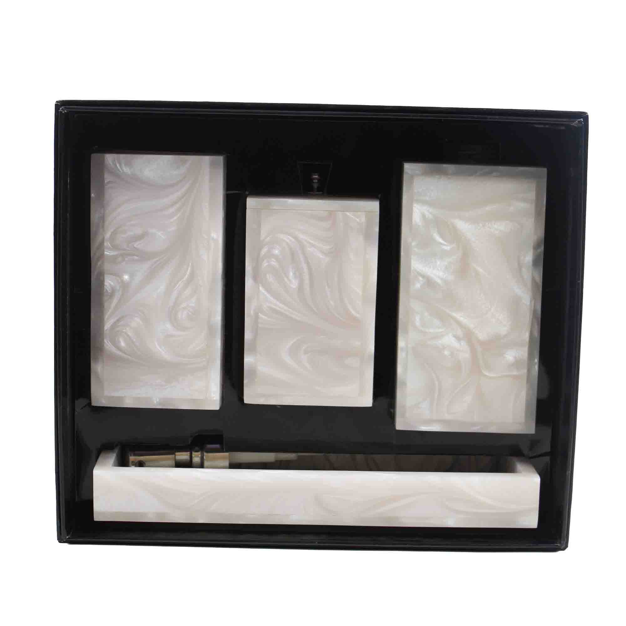 Stylish Decorative Ivory Bathroom Accessory Set of Four