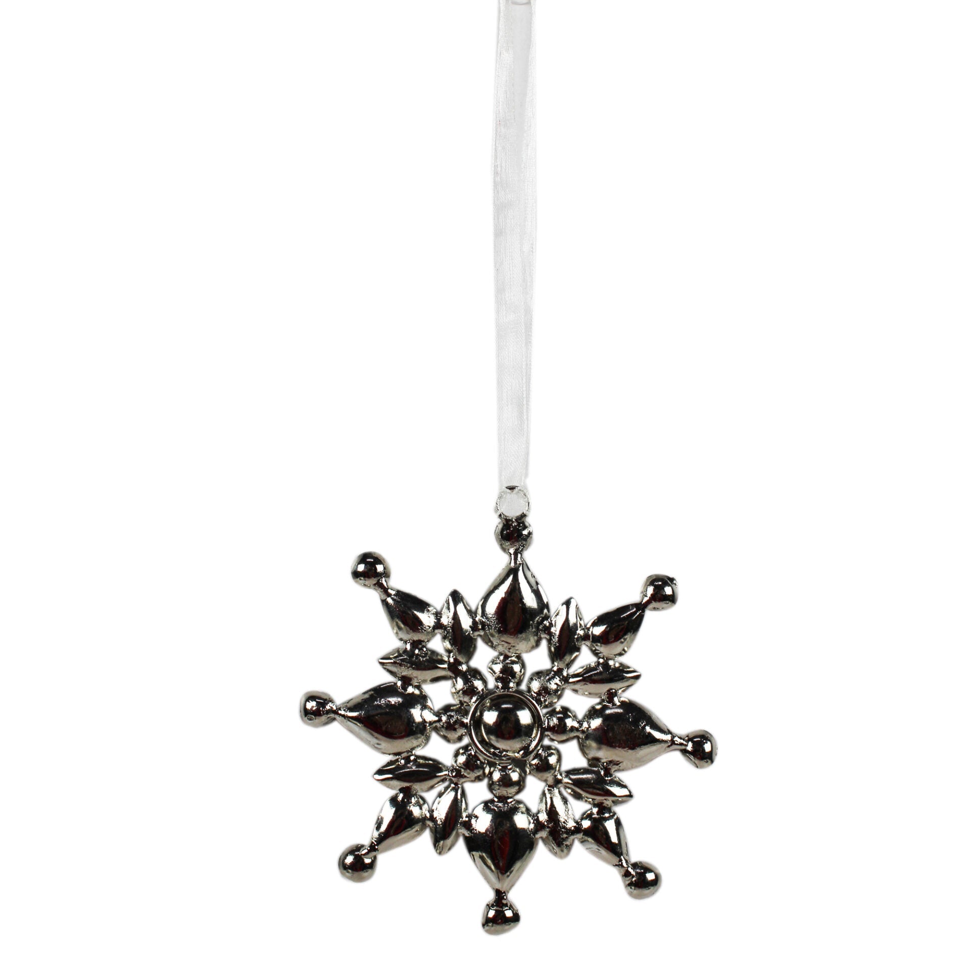 Set of 4 Goldenen Jewelled Snowflake Hanging Ornaments for Christmas Tree