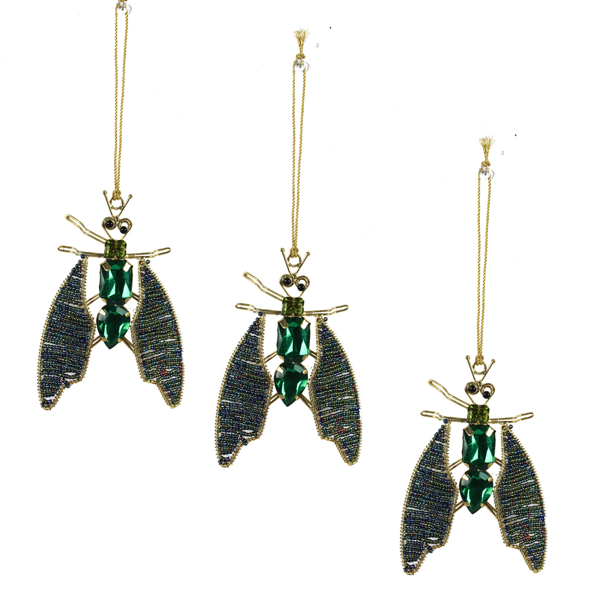  Set of 3 Beaded Bee Shaped Ornaments for Christmas Tree Decoration 