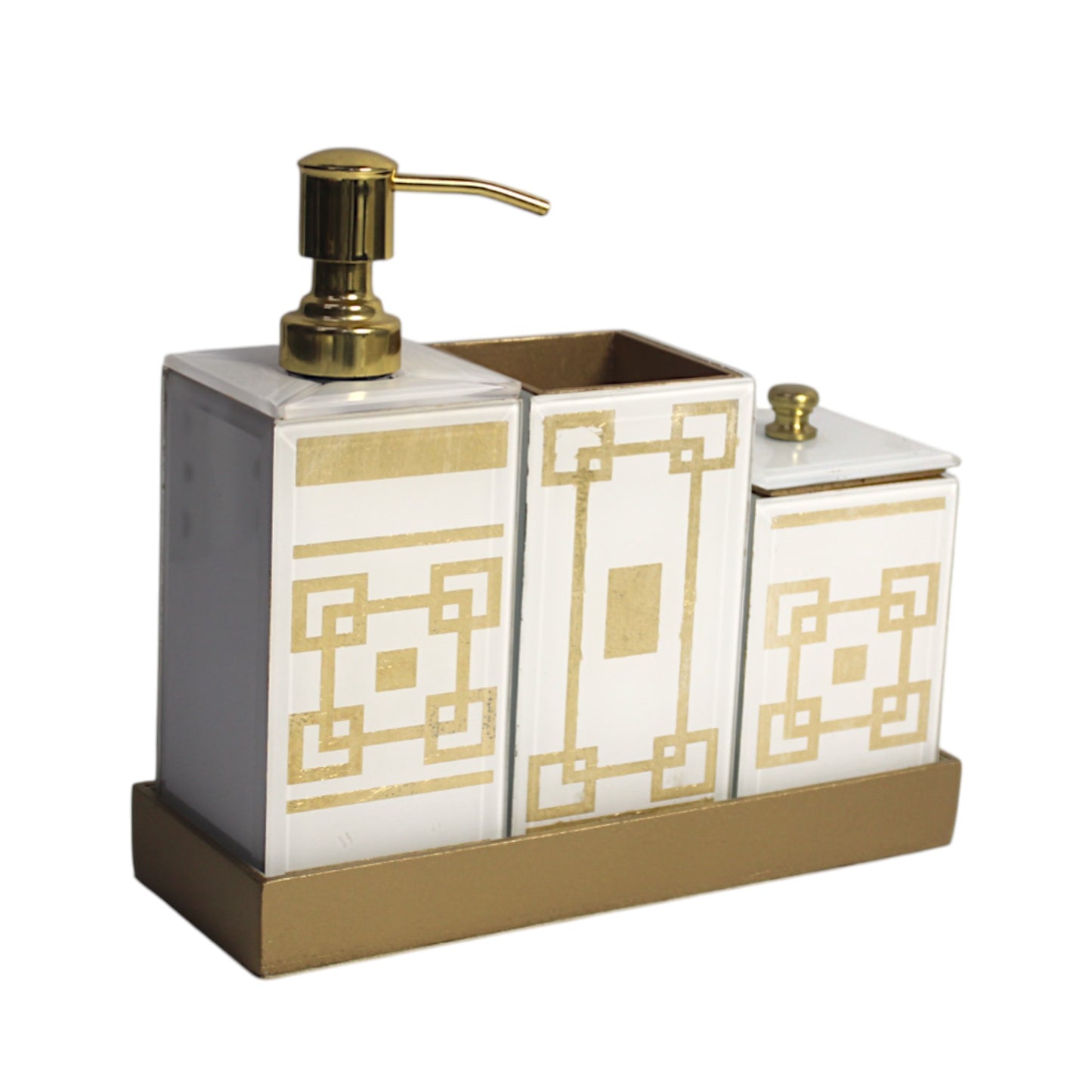 4-Pieces Modern White Gold Bathroom Accessory Set