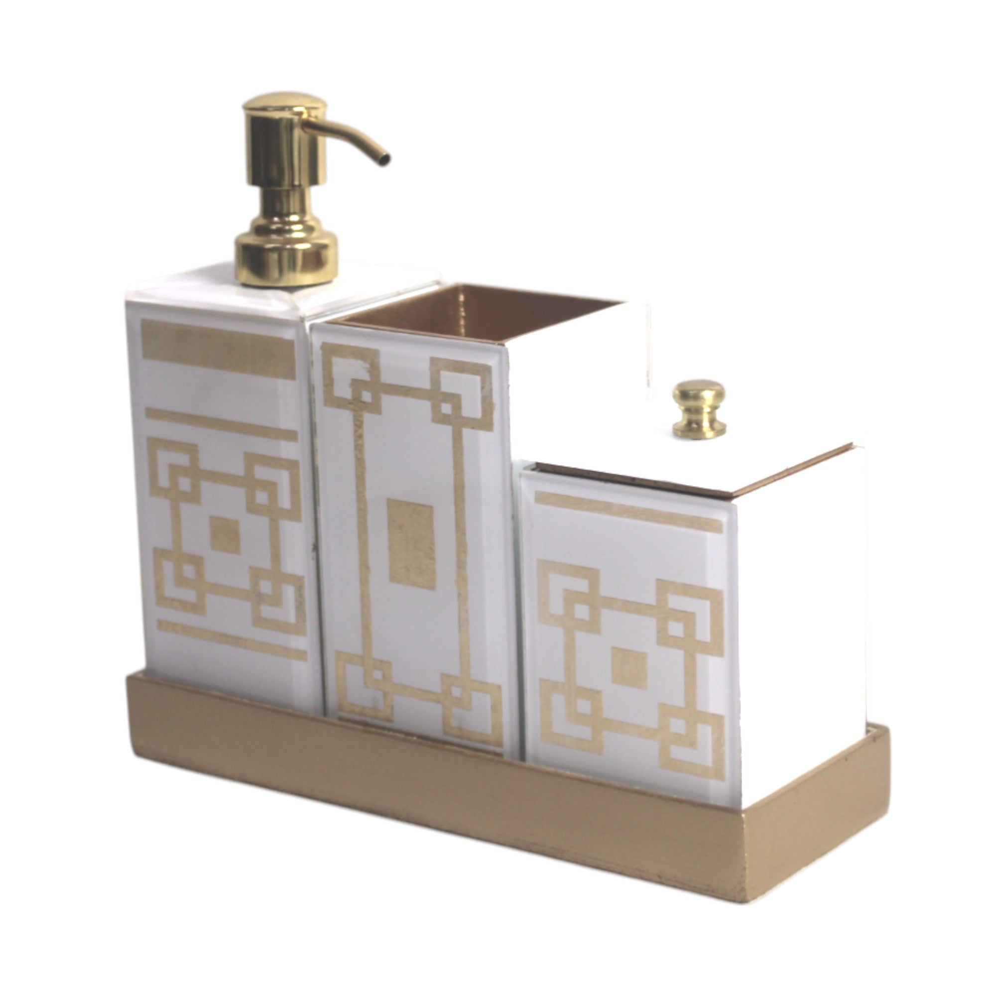 4-Pieces Modern White Golden Bathroom Accessory Set