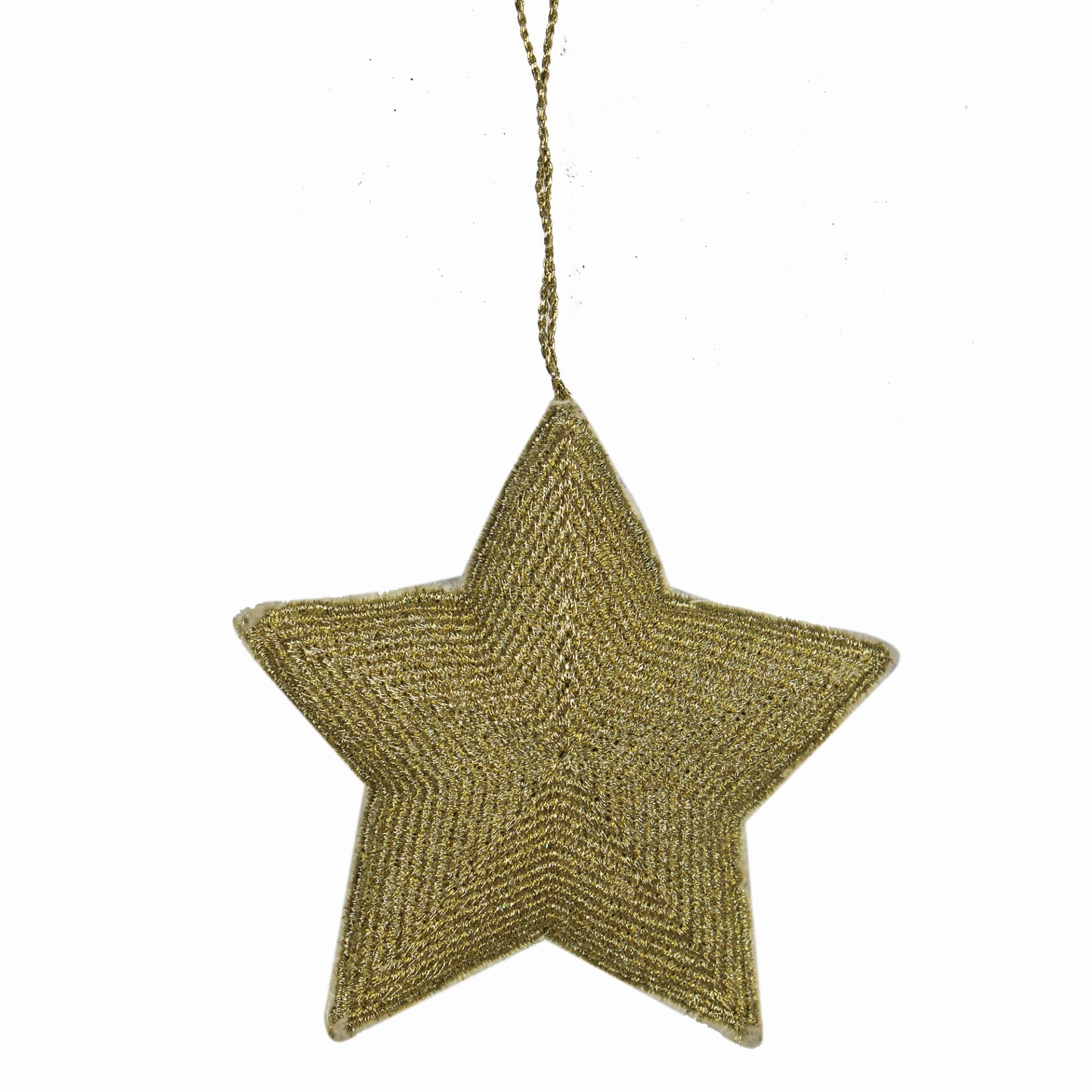 Set of 3 Goldenen Beaded Star Shaped Christmas Decorative Ornaments