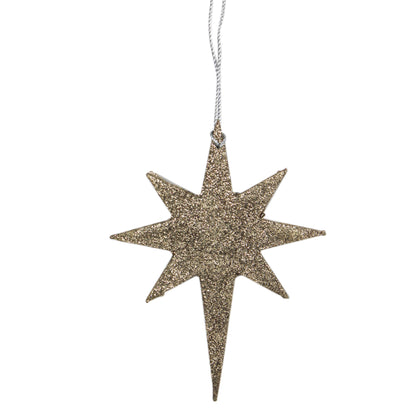 Set of 4 Beaded / Jewelled Star Christmas Tree Decoration