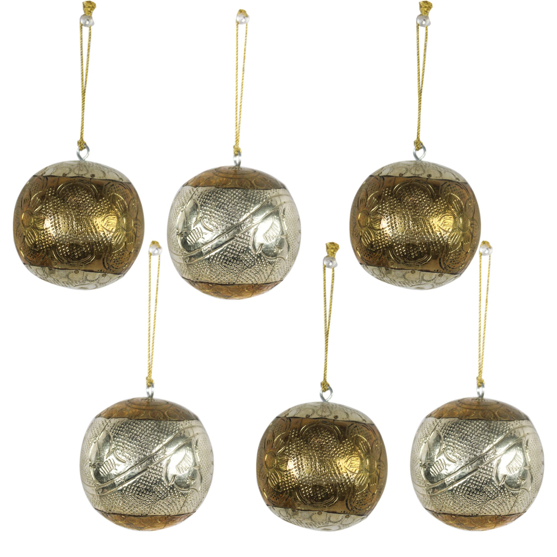 Set of 6 Multicolored Christmas Tree Decorative Balls