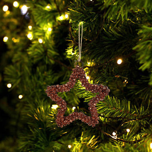 Set of 2 Star Shaped Christmas Tree Hanging Ornaments