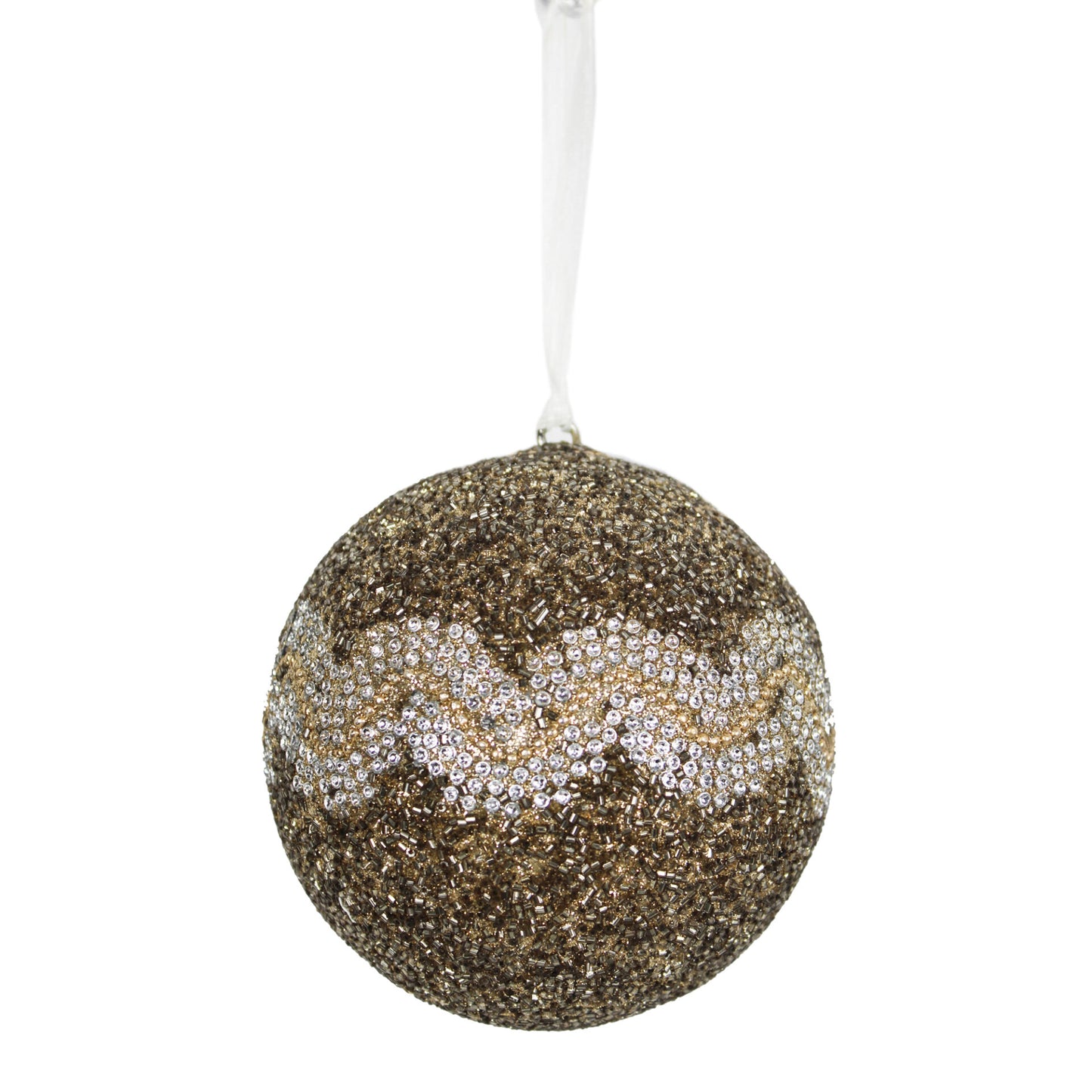 Set of 2 Beaded Round Balls Christmas Tree Decoration