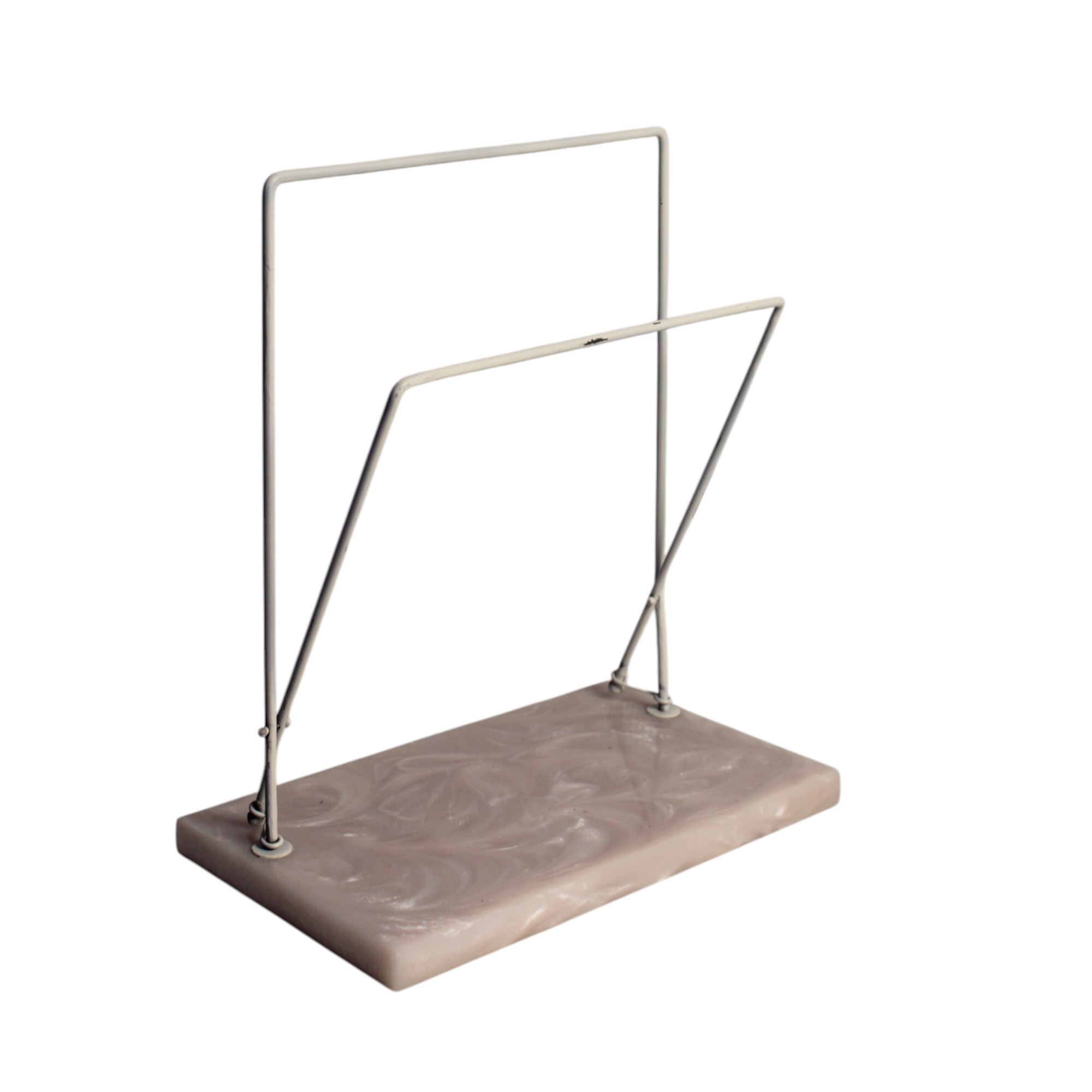 Dual Adjustable Metal Powder Coated Towel Stand with Beige Resin Base
