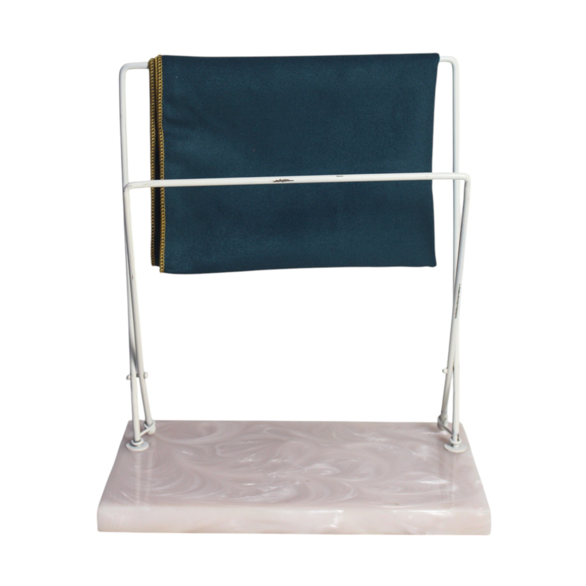 Dual Adjustable Metal Powder Coated Towel Stand with Beige Resin Base