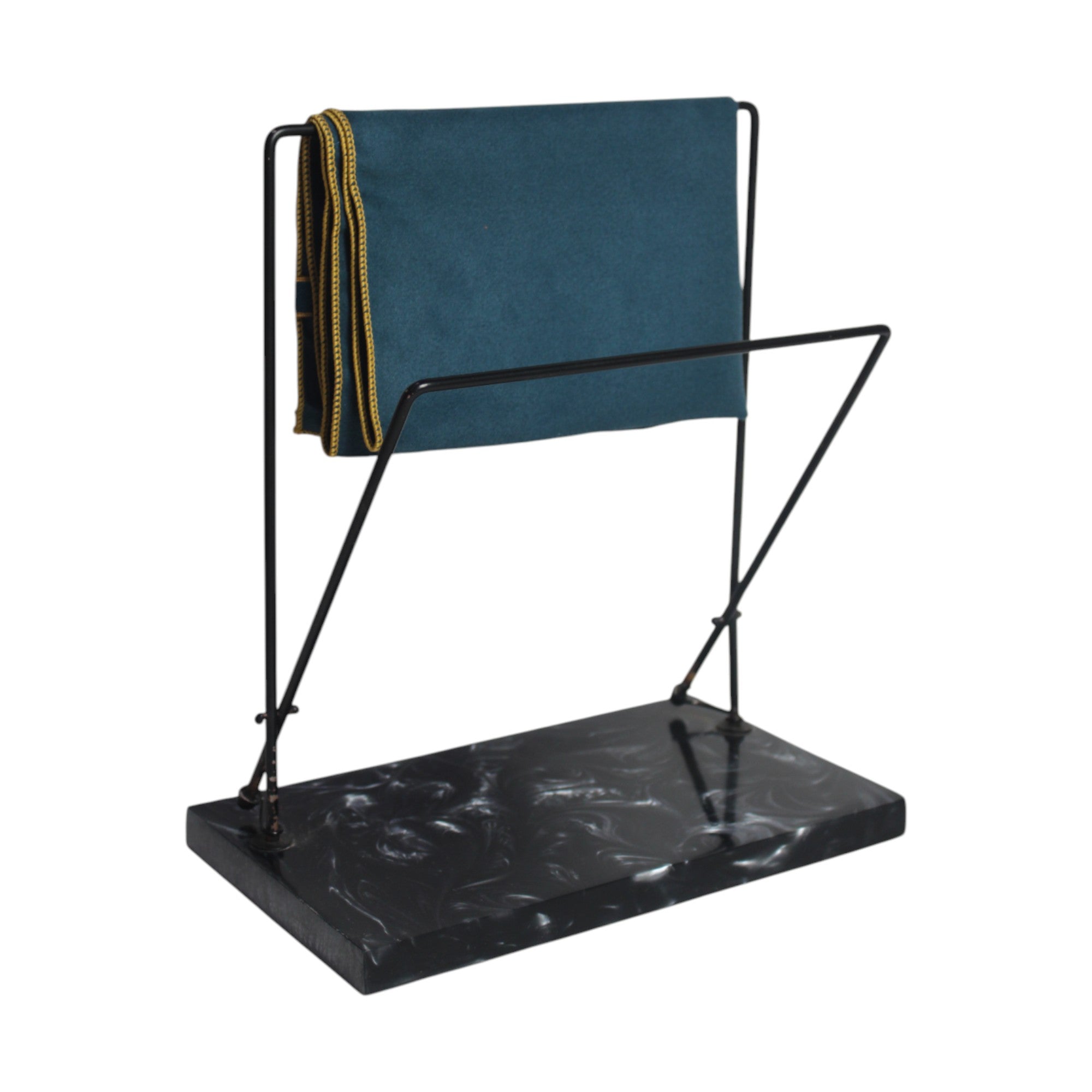 Dual Adjustable Metal Powder Coated Towel Stand with Black Resin Base