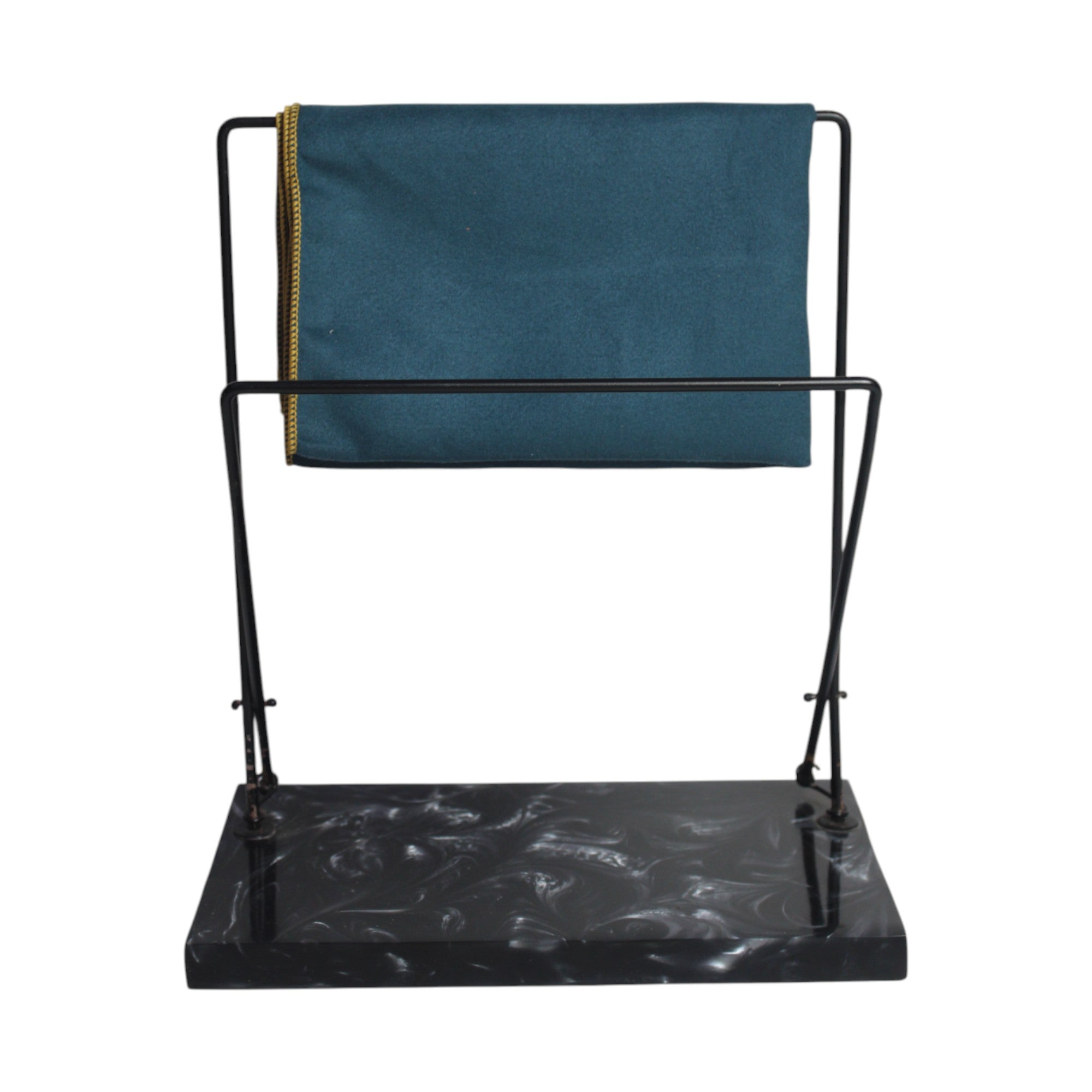 Dual Adjustable Metal Powder Coated Towel Stand with Black Resin Base