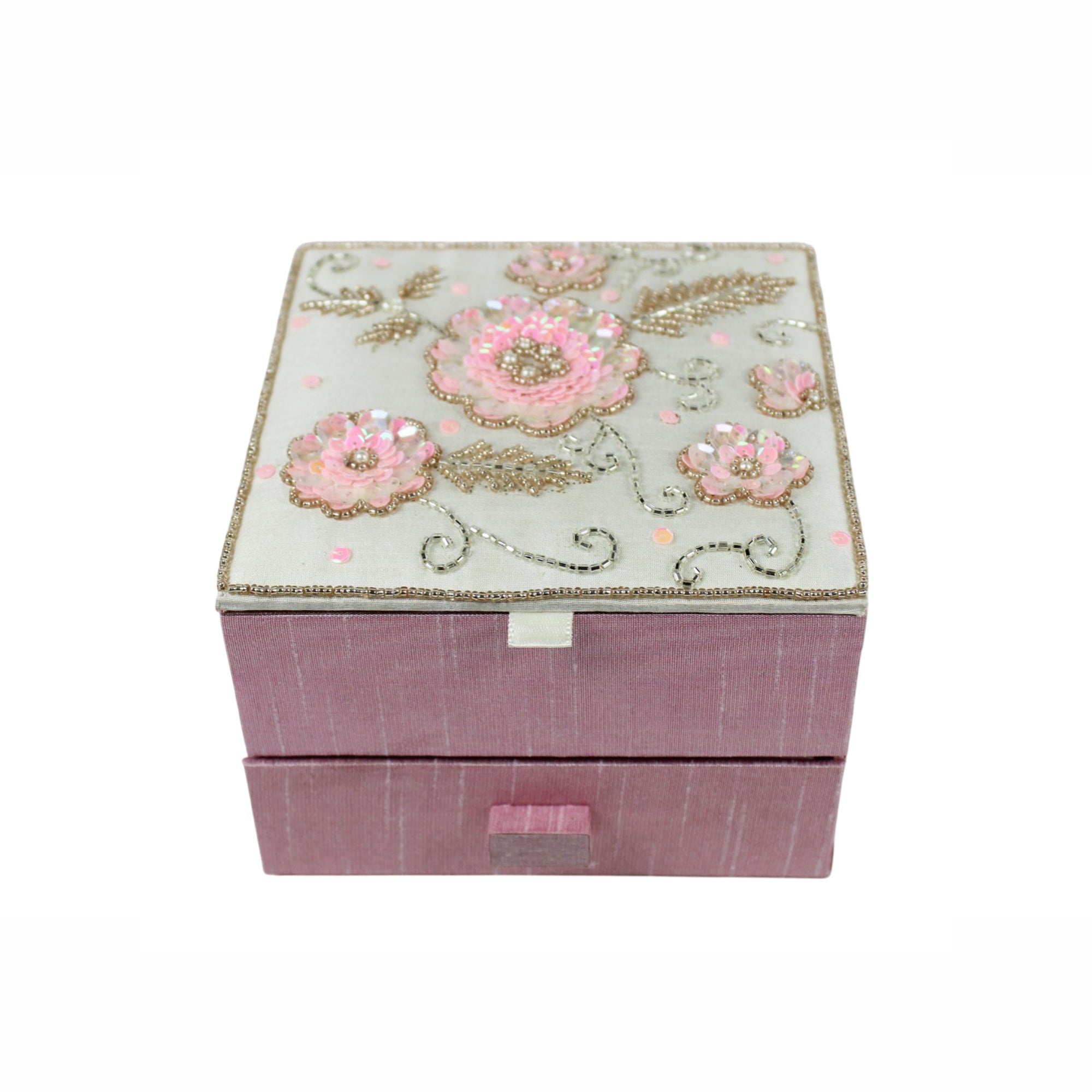  Fabric Glass Beaded Jewellery Drawer Box for Valentine Day 