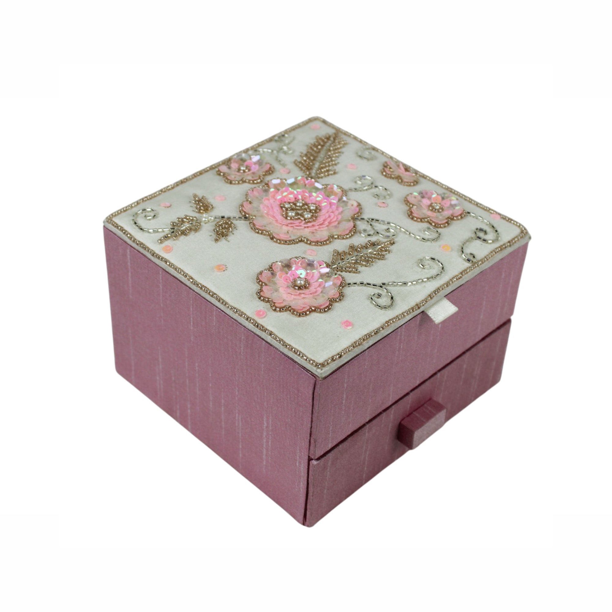  Fabric Glass Beaded Jewellery Drawer Box for Valentine Day 