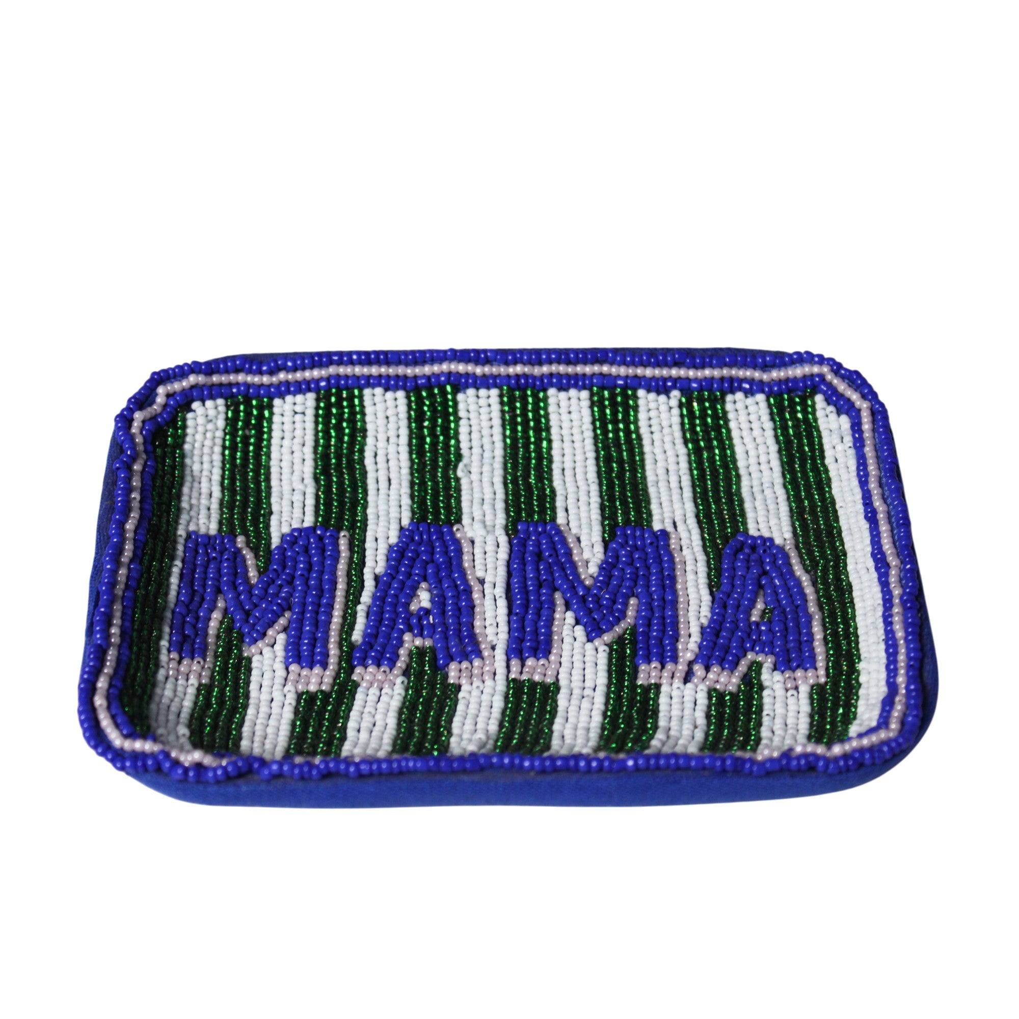 Hand-Beaded "MAMA" Striped Trinket Tray