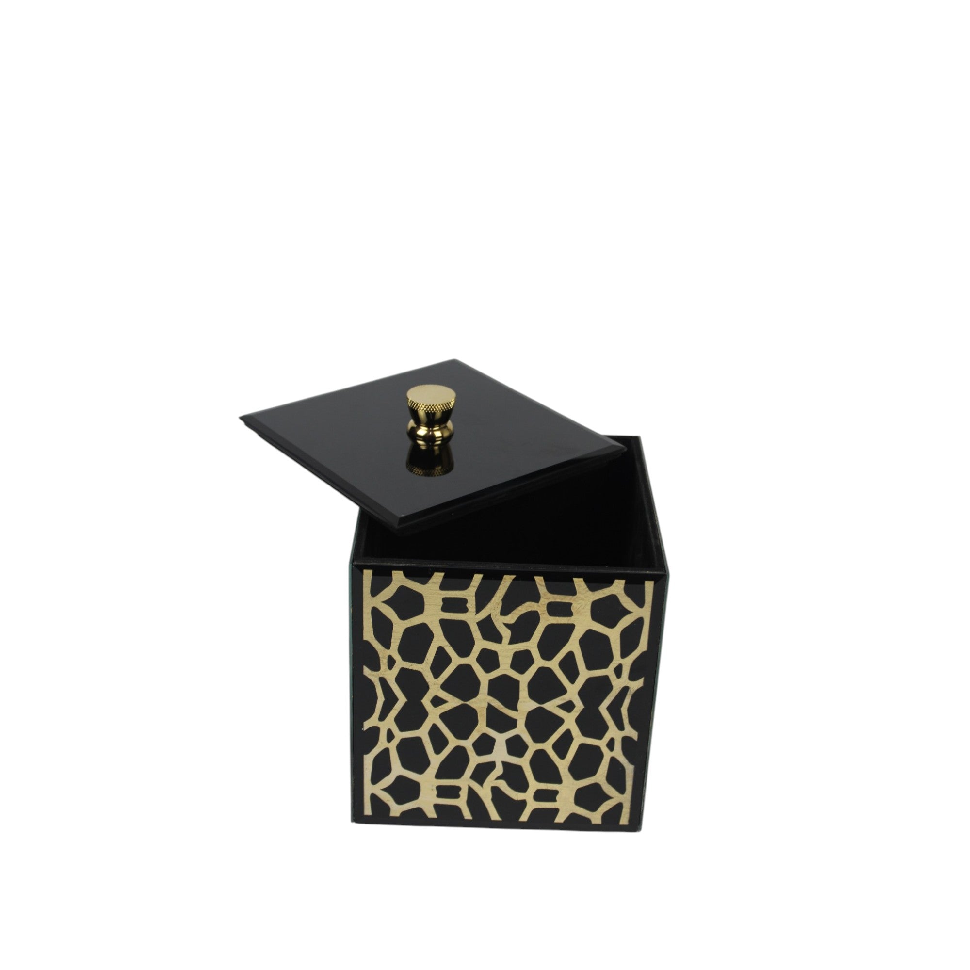 Luxury Designer Black & Gold Glass  Dustbin