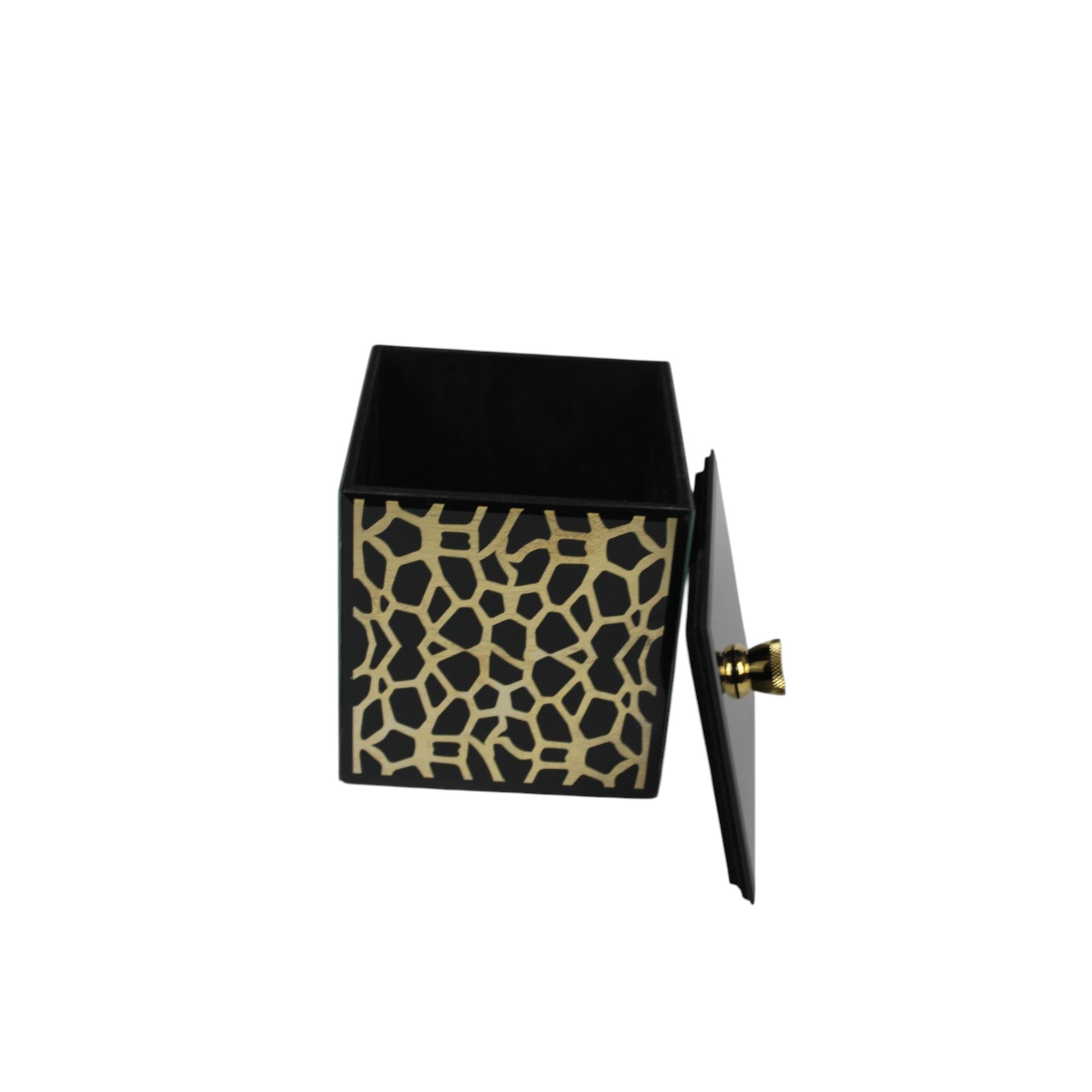 Luxury Designer Black & Gold Glass  Dustbin