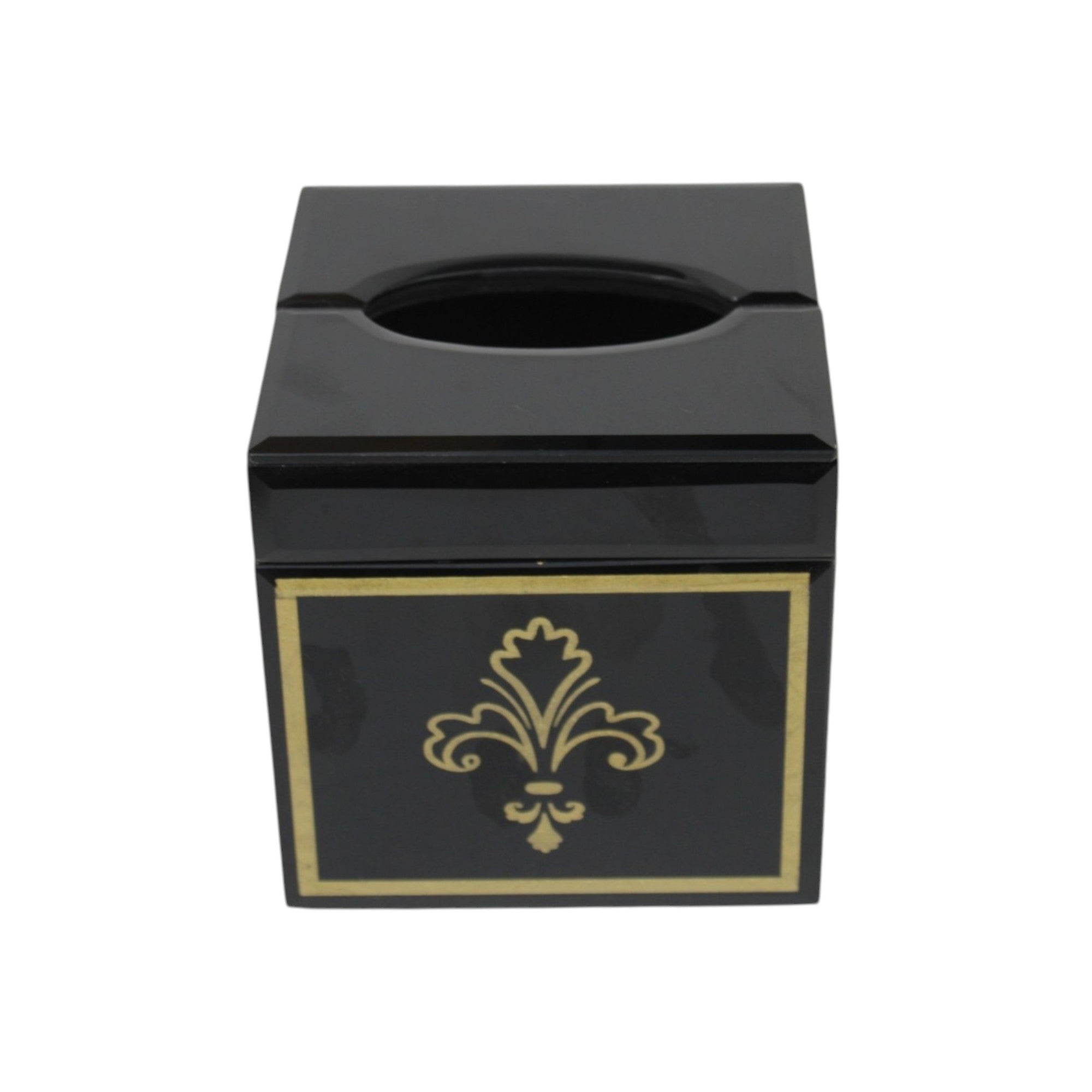  Premium Lilly Design Black Glass with Gold Work Tissue Box for Bathrooms 