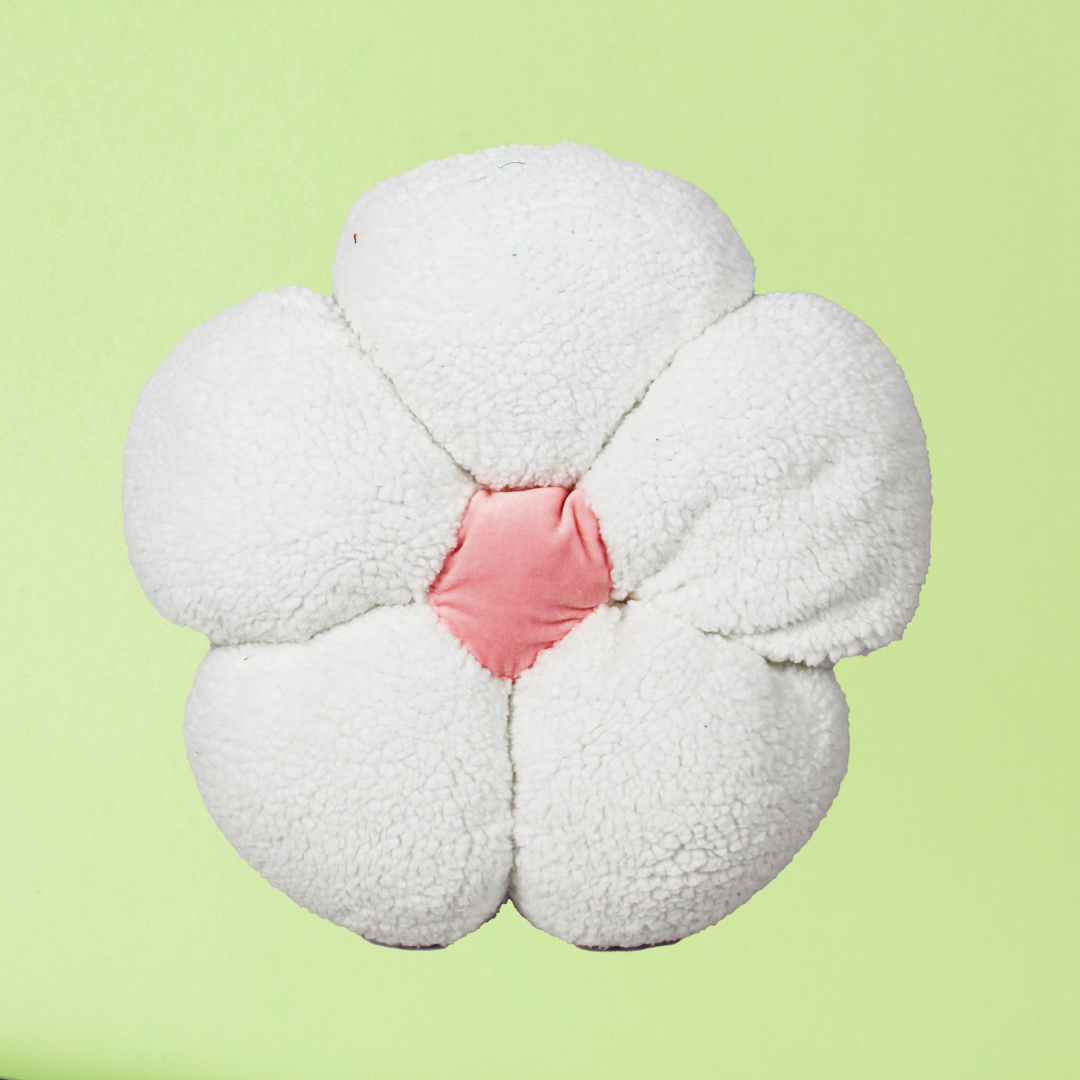 White Flower Shaped Cushion for Kids
