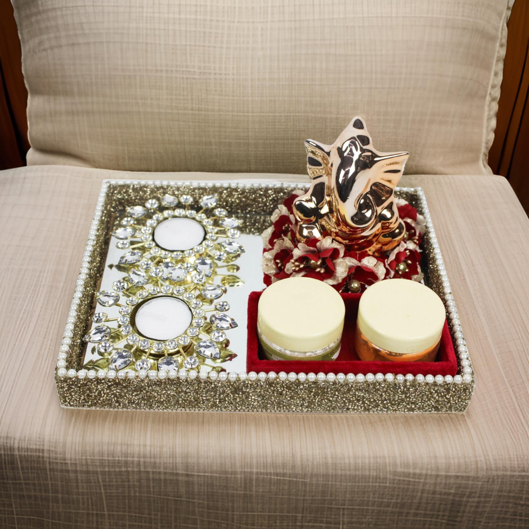 Premium Lord Ganesh with T-lights & Candles Hamper for Diwali Gifts