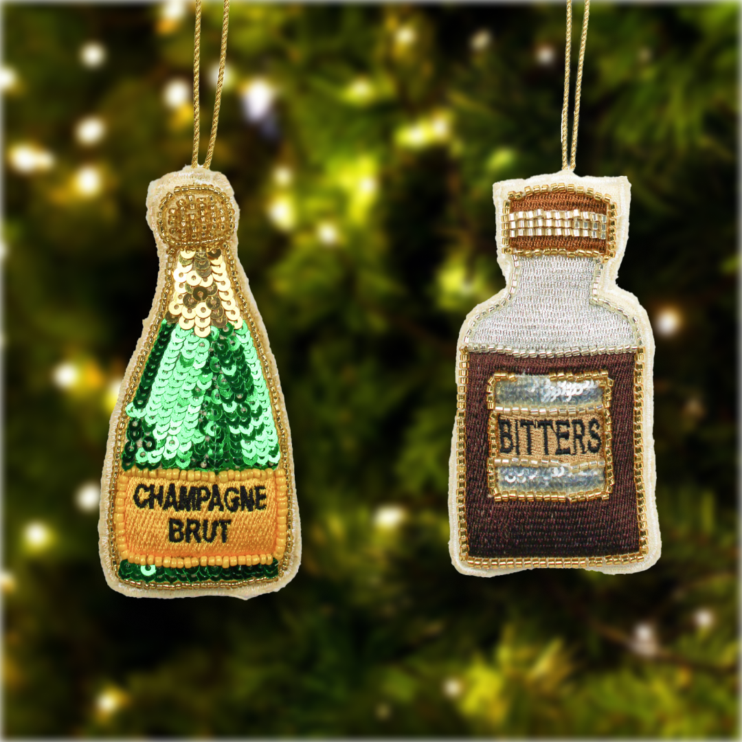 Set of 2 Sequin Christmas Ornament Tree Hanging