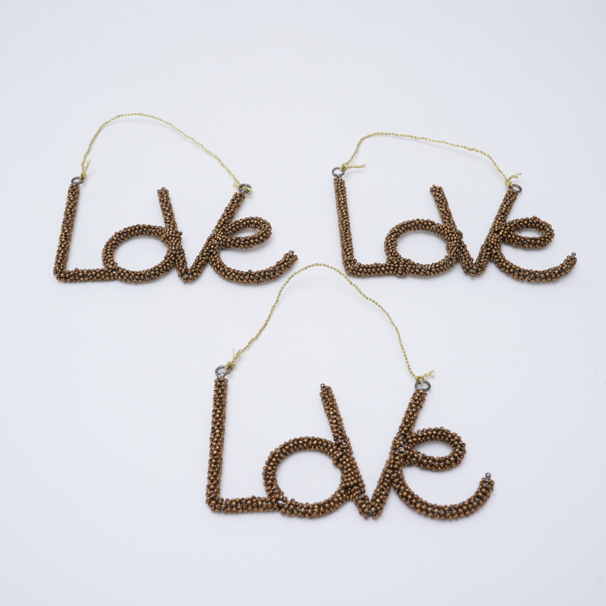 Set of 3 "LOVE" Beaded Hangings