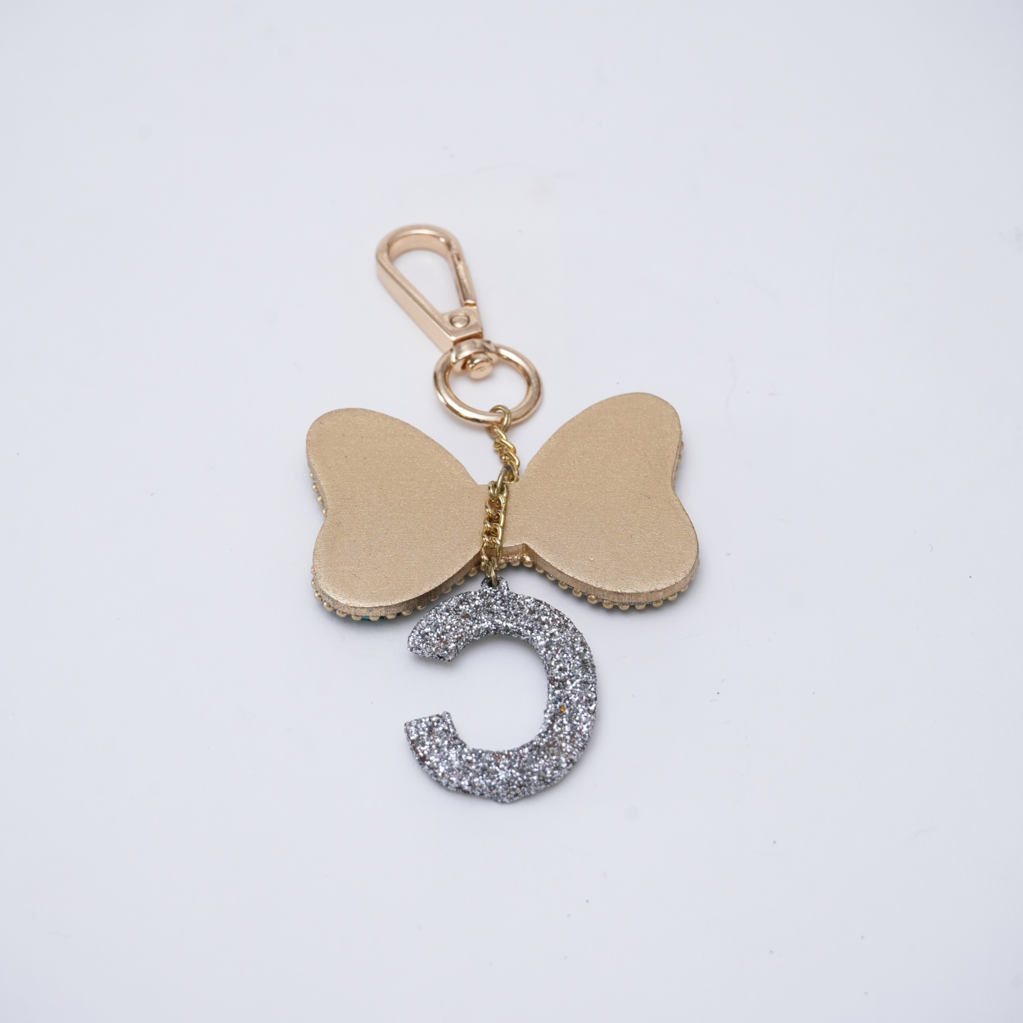 "C" Beaded Bow Bag Charm