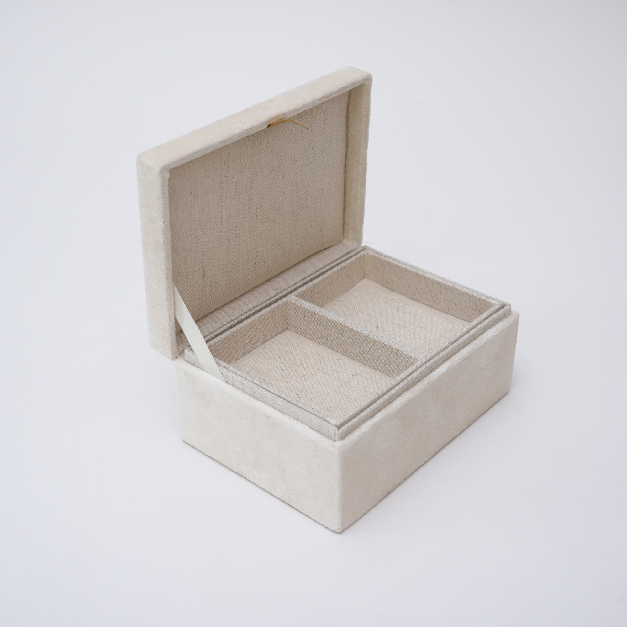 Beaded Ivory Velvet Jewellery Box