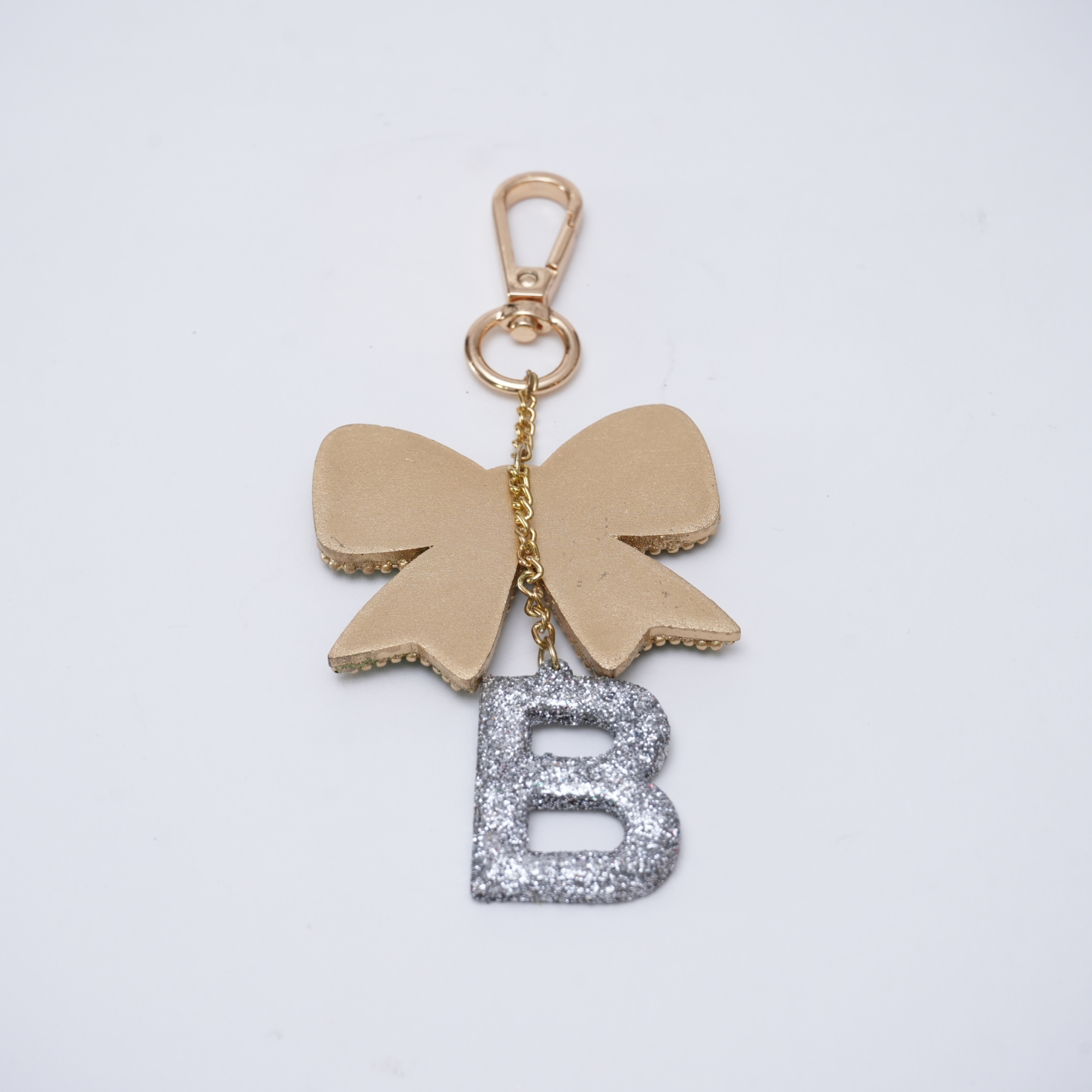 "B" Beaded Bow Bag Charm