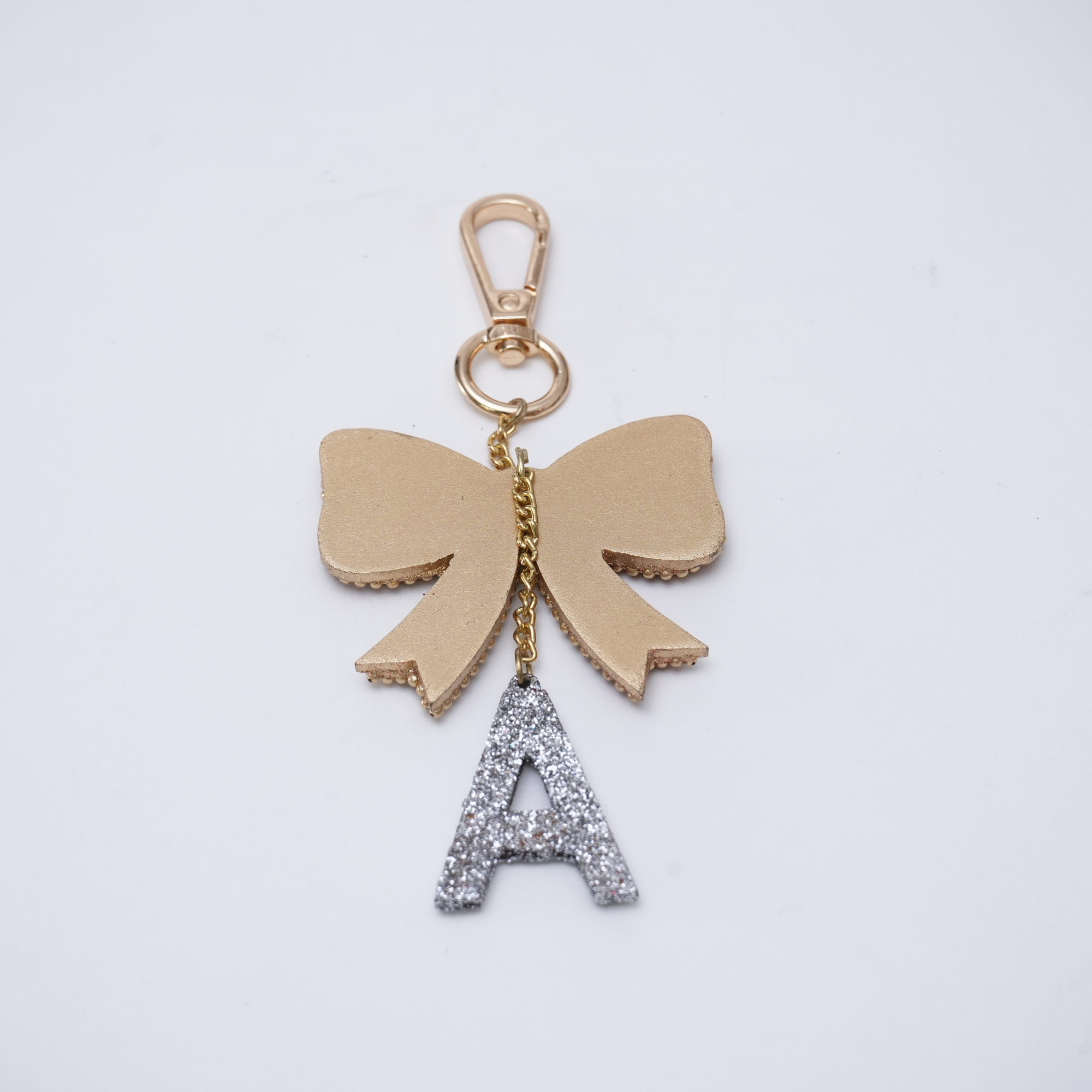 "A" Beaded Bow Bag Charm