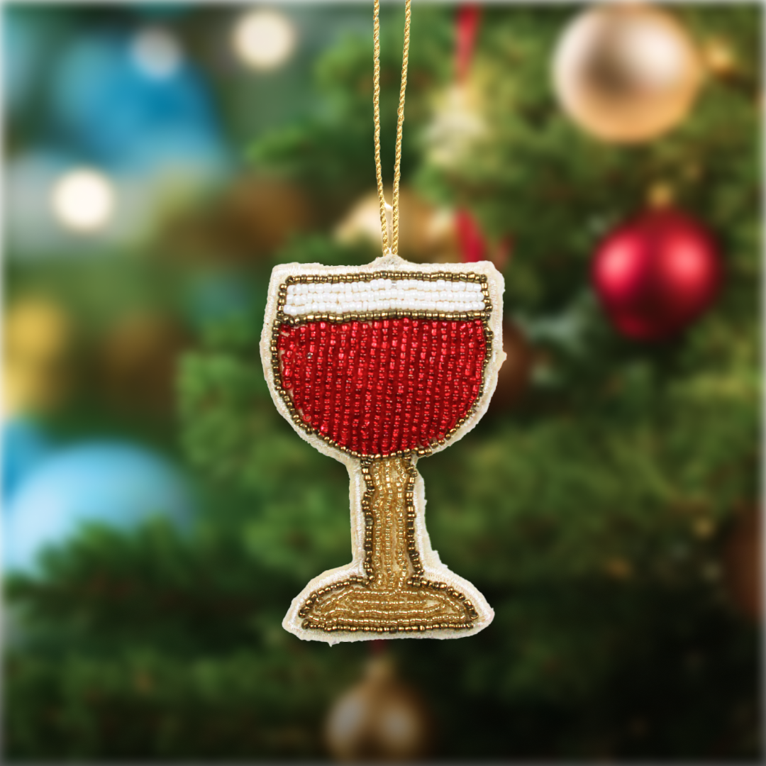 Set of 2 Beaded Christmas Tree Hanging Ornament