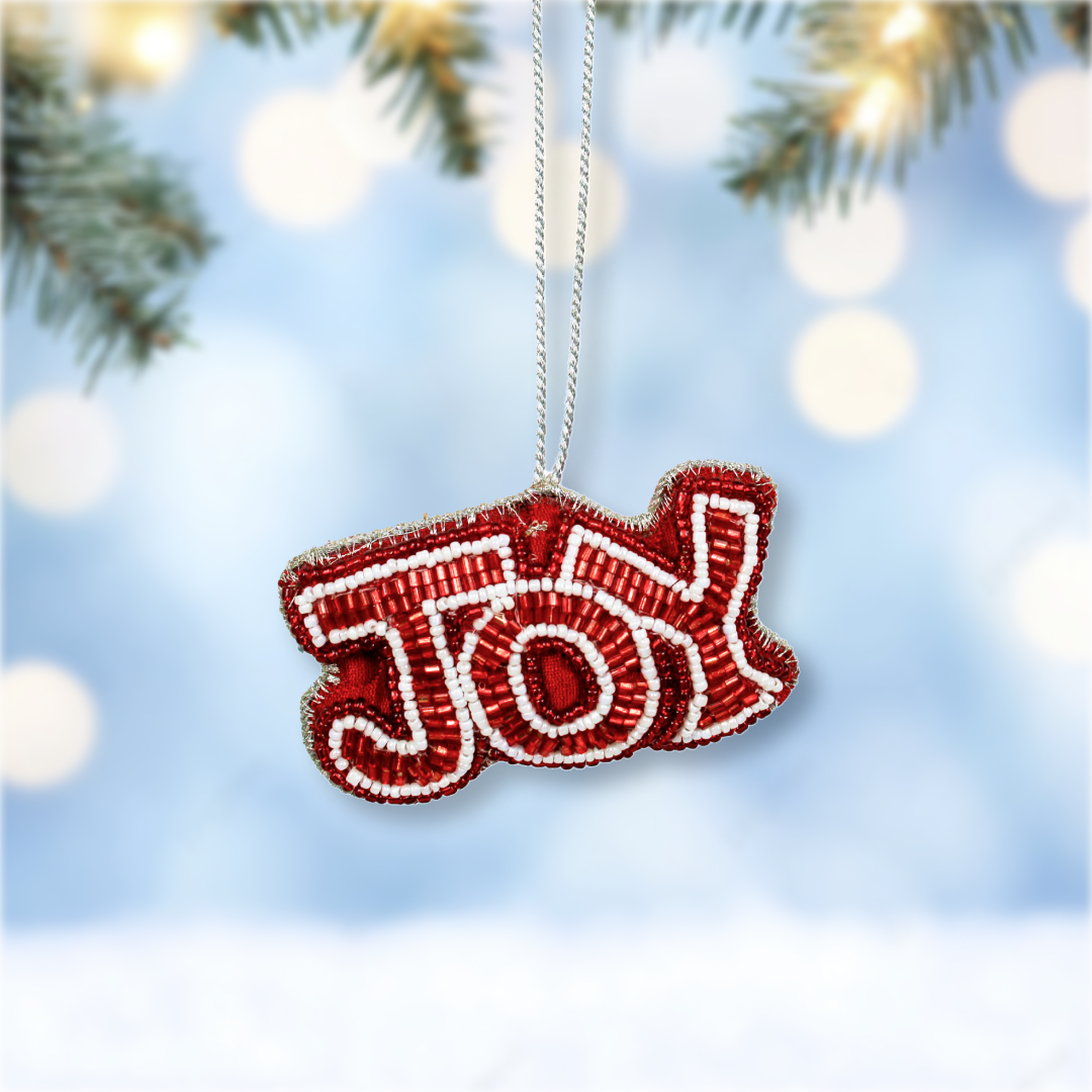 Set of 2 Beaded Christmas Tree Hanging Ornament