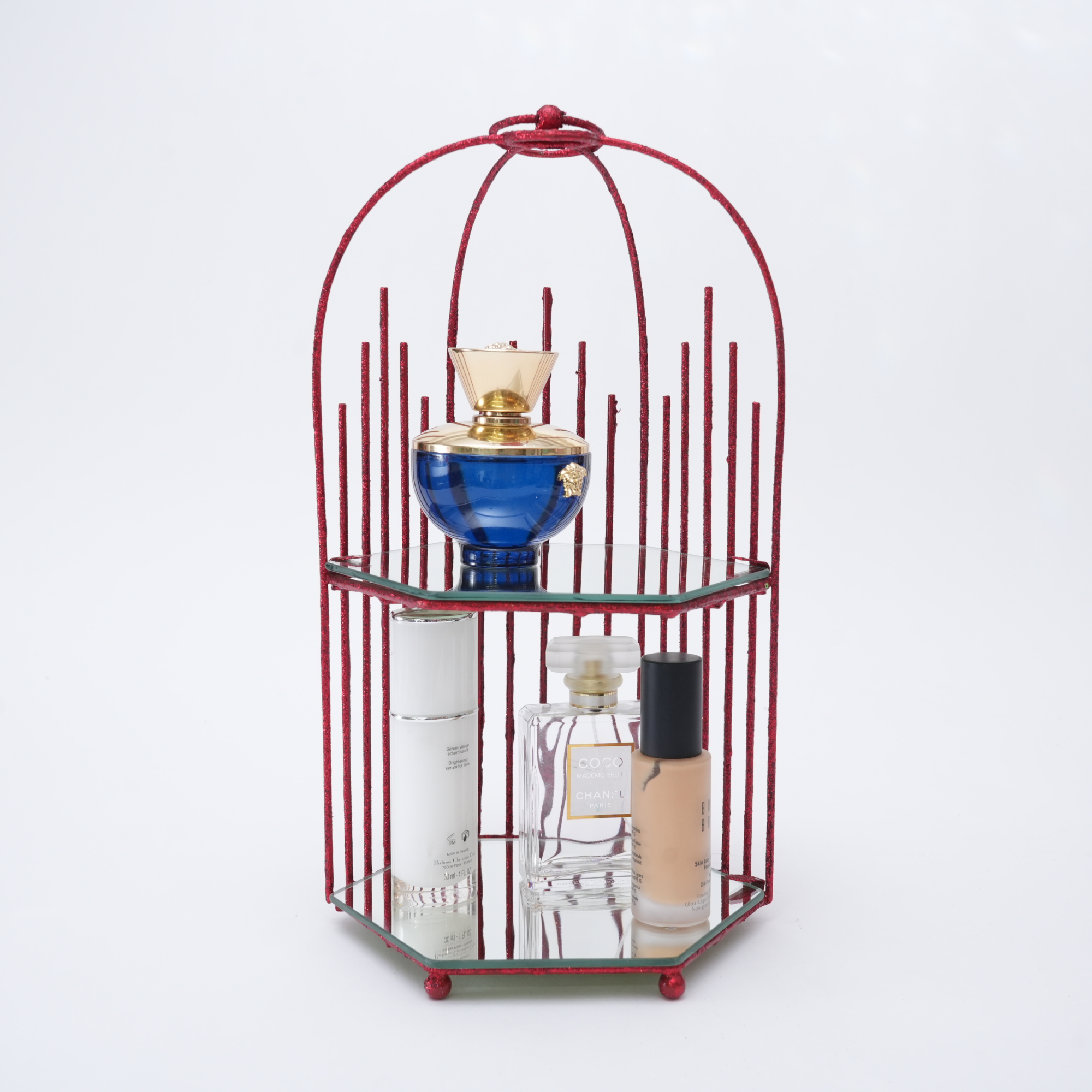 Red Dresser Makeup Organizer (Medium, Cage Shape)