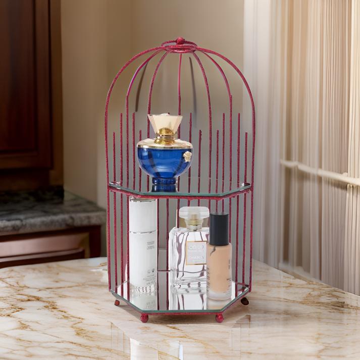 Red Dresser Makeup Organizer (Medium, Cage Shape)