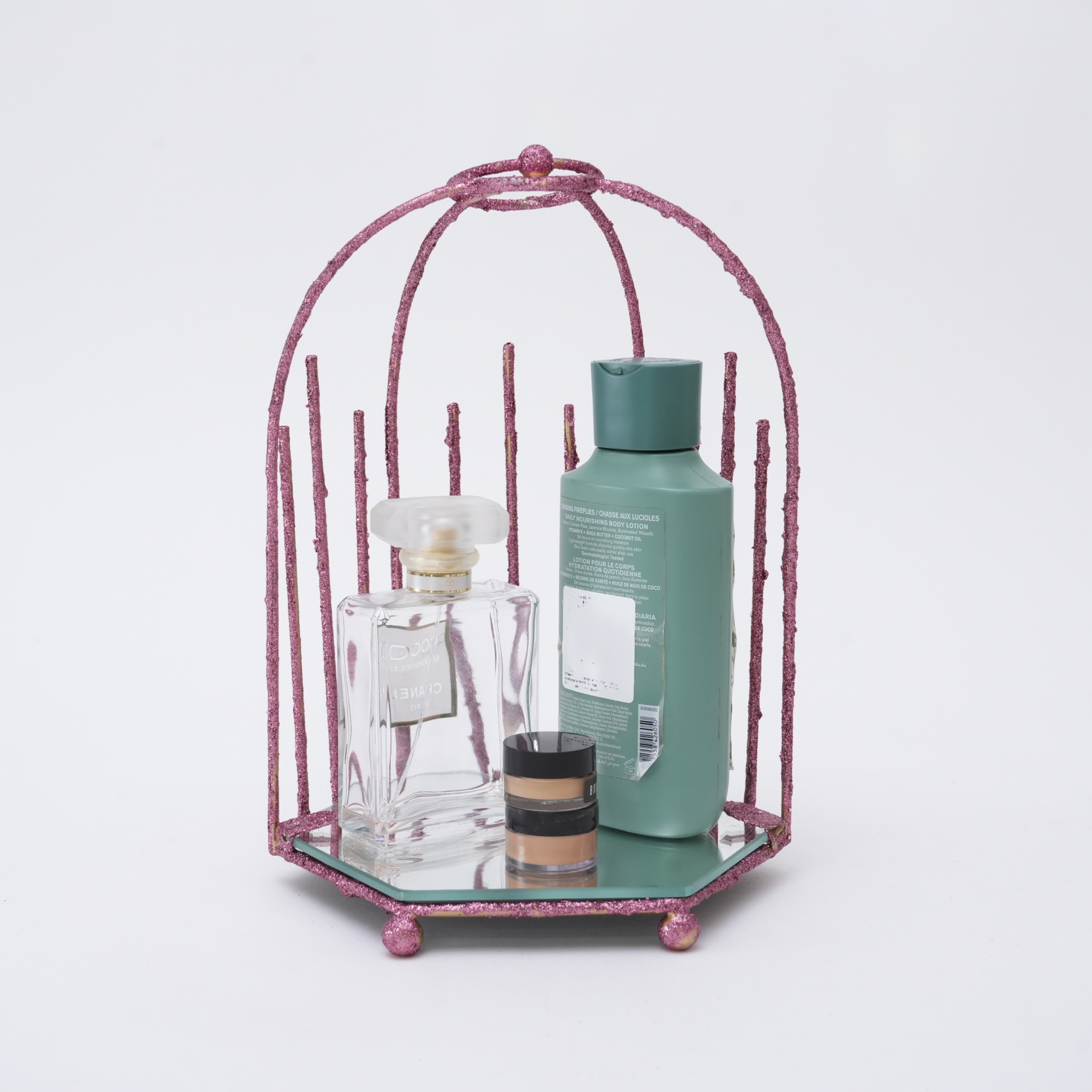 Pink Makeup Container (Small, Cage Shape)