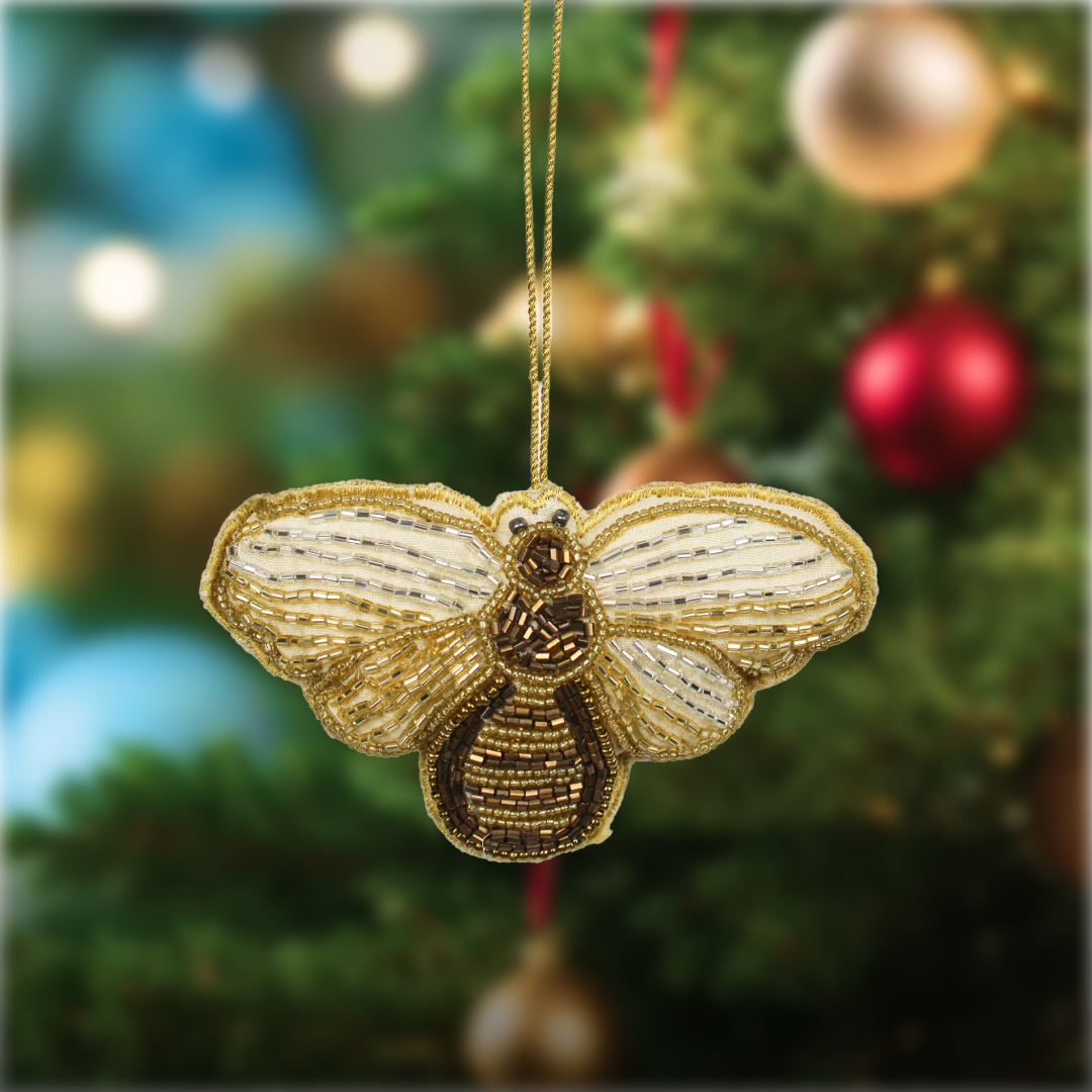 Set of 2 Bug Shaped Christmas Ornament Tree Hanging