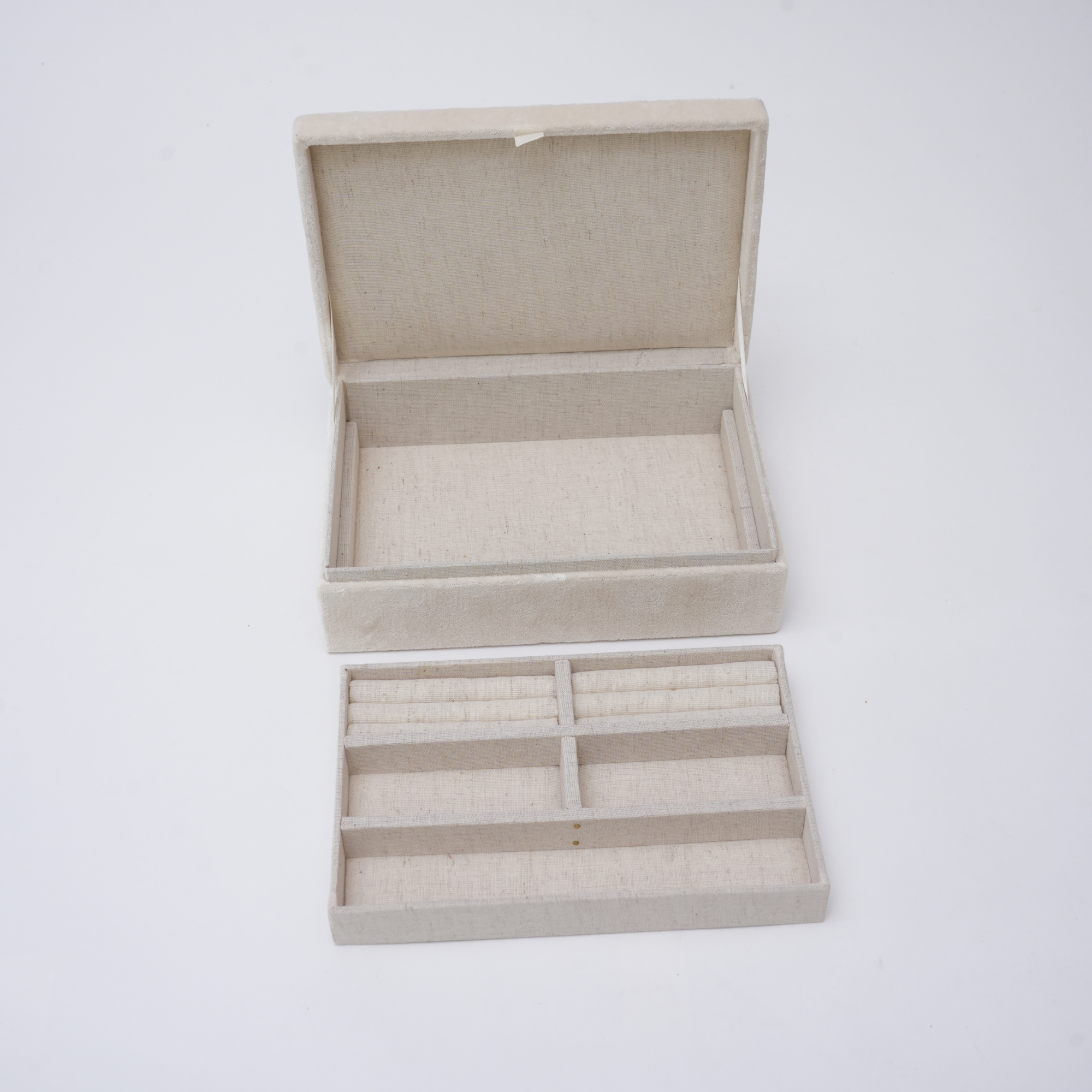 Beaded Ivory Velvet Jewellery Box
