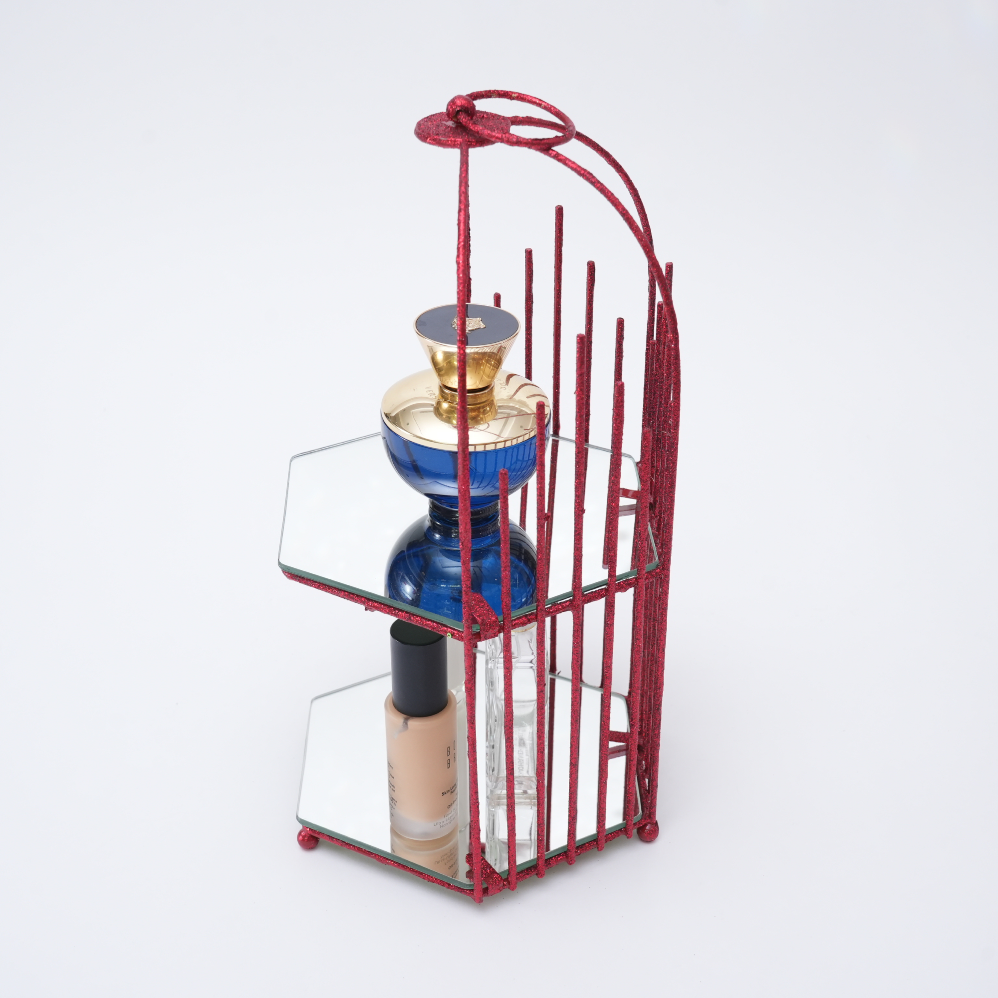 Red Dresser Makeup Organizer (Medium, Cage Shape)