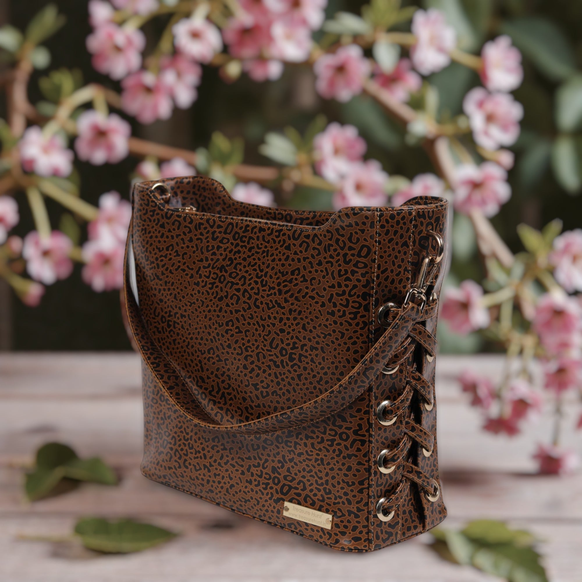 Brown Genuine Leather Printed Shoulder Bag