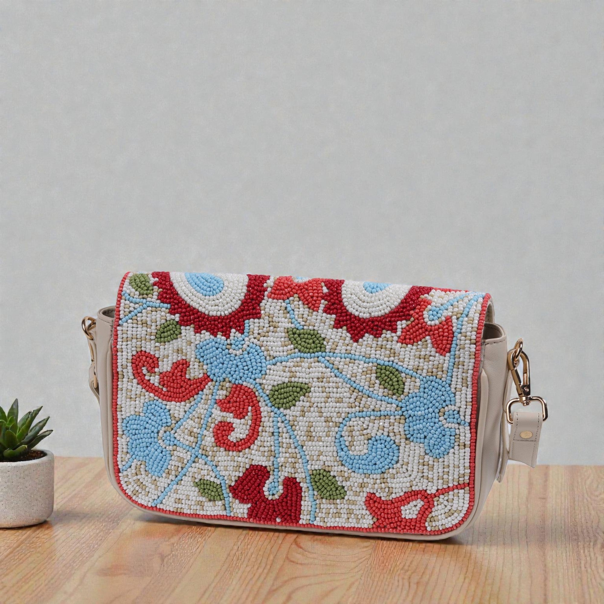 Hand-Embroidered Shoulder Bag