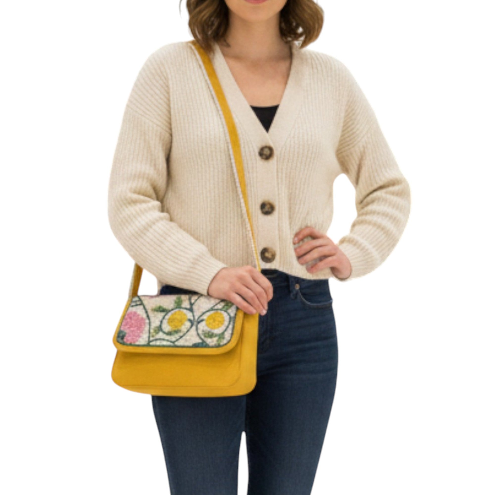 Hand-Embroidered Shoulder Bag