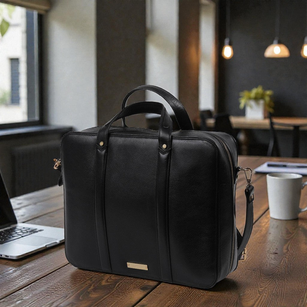 Black Genuine Leather Laptop Bag