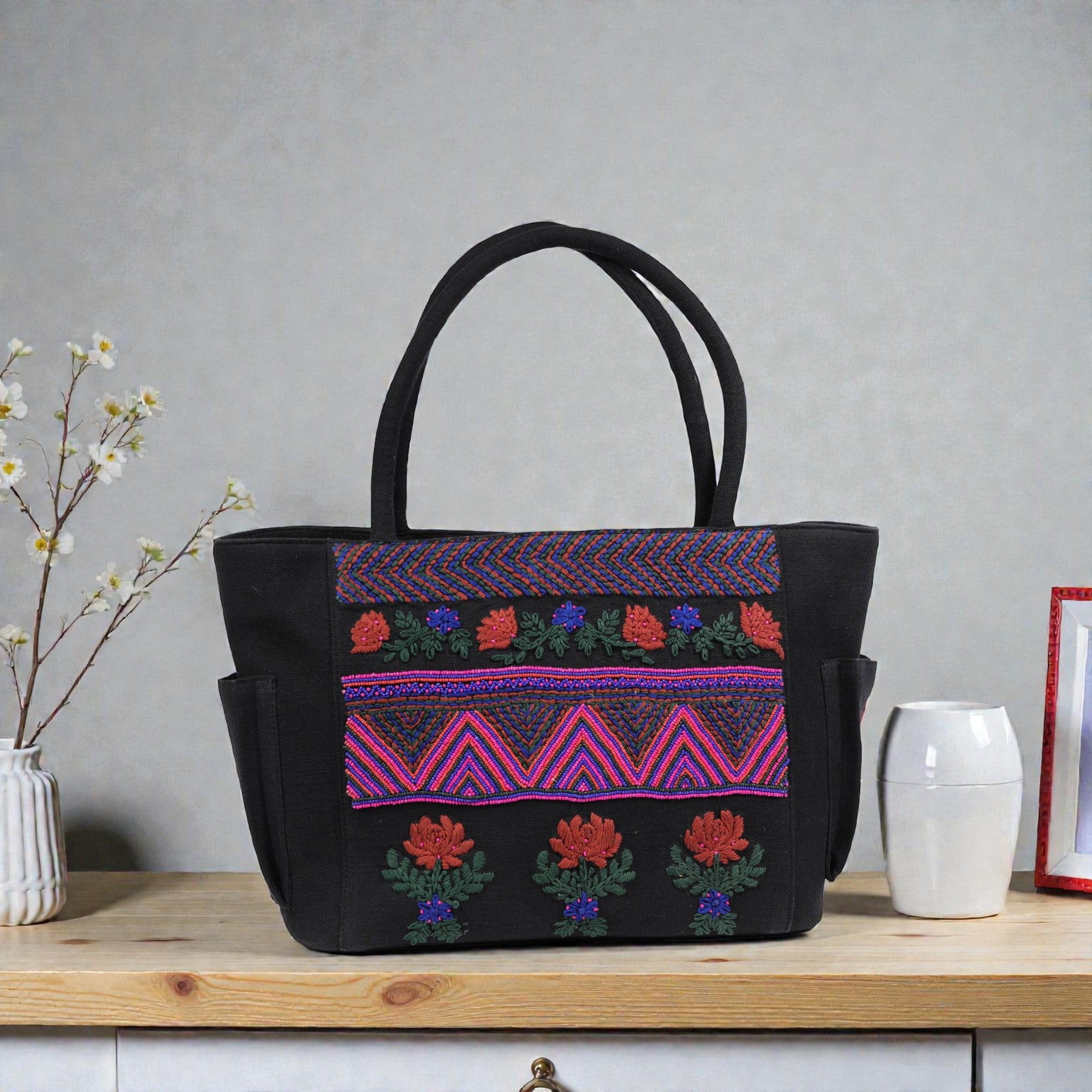  Hand-Embroidered Canvas Womenâ€™s Tote Bag 