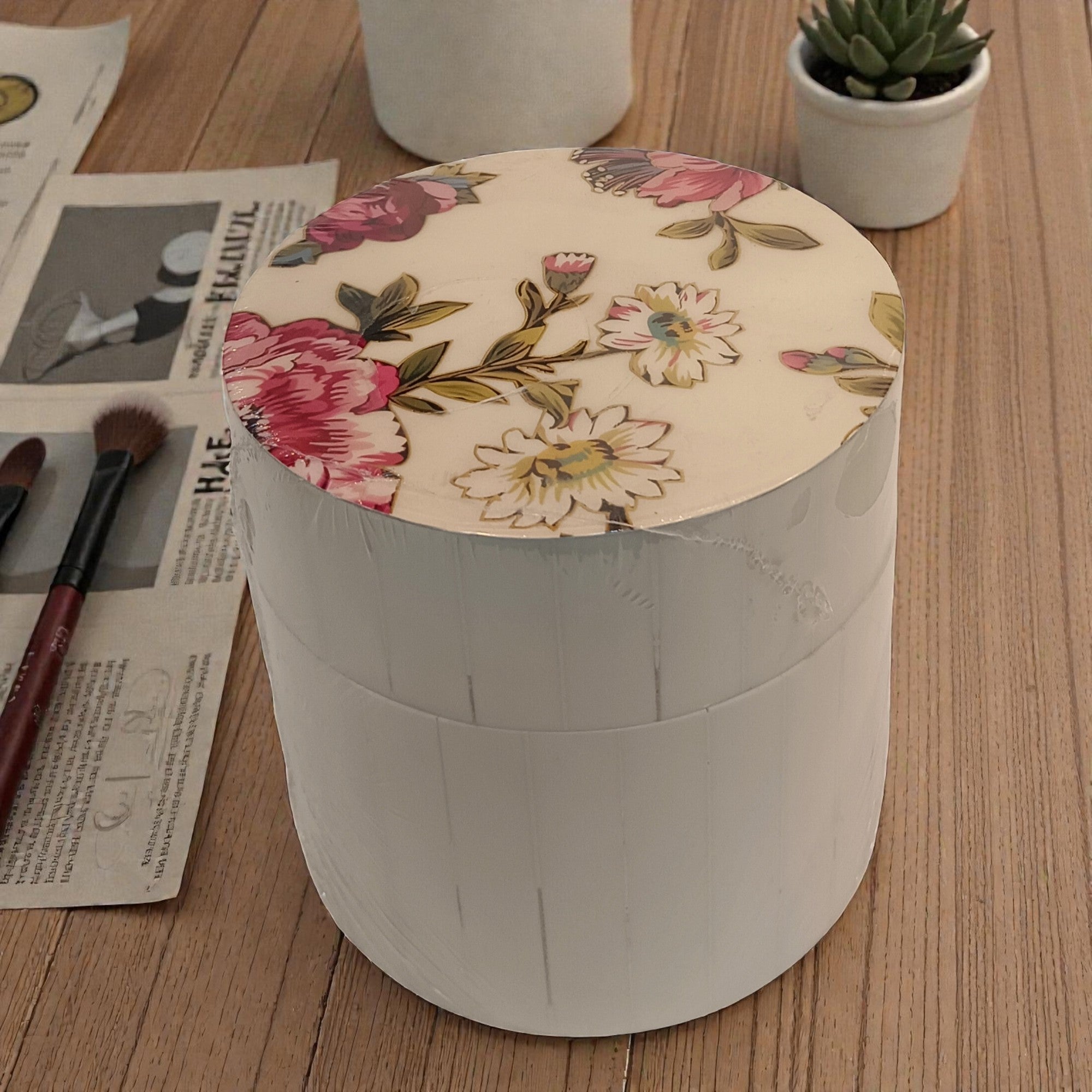 Premium Flower Design Round Utility Box