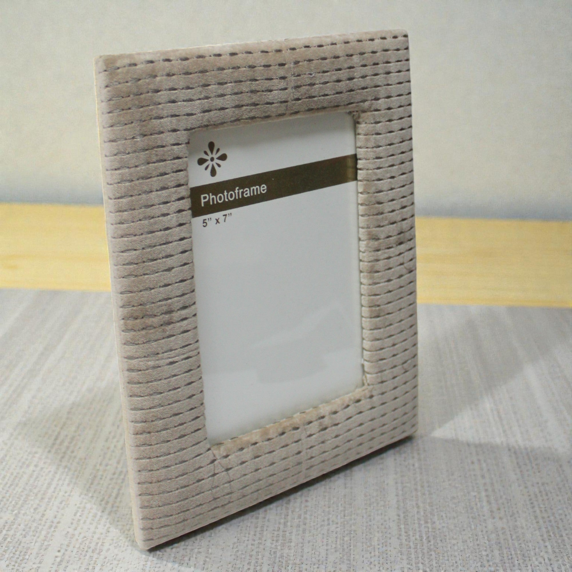 Serene Slate Corduroy Hand-Stitched Photo Frame